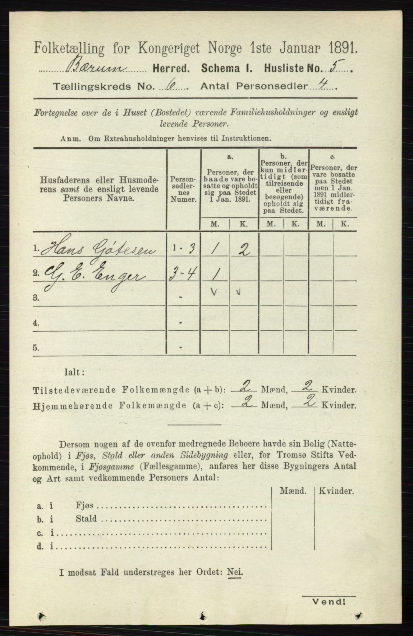 RA, 1891 census for 0219 Bærum, 1891, p. 3426