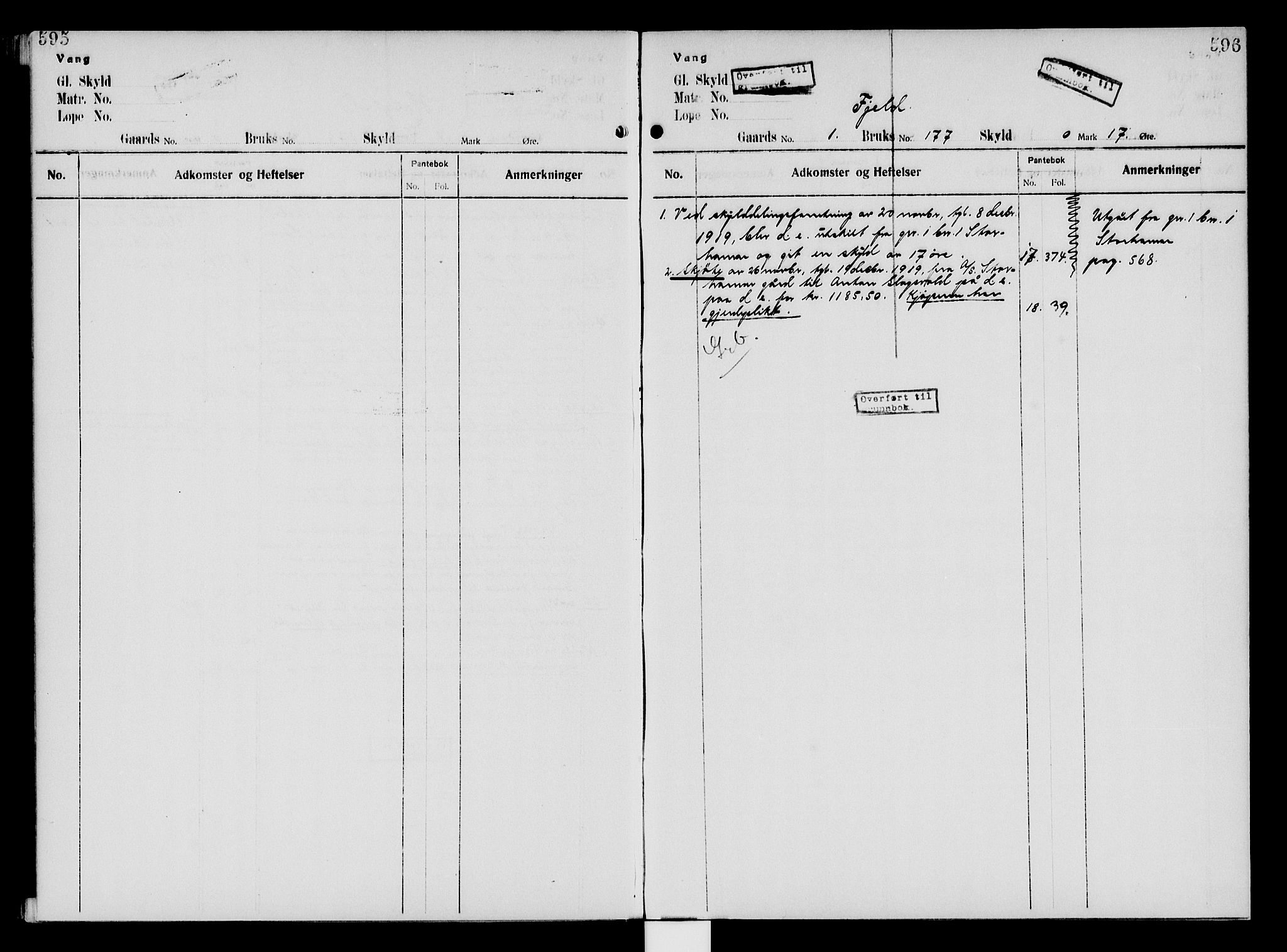 Nord-Hedmark sorenskriveri, SAH/TING-012/H/Ha/Had/Hade/L0005: Mortgage register no. 4.5, 1916-1940, p. 595-596