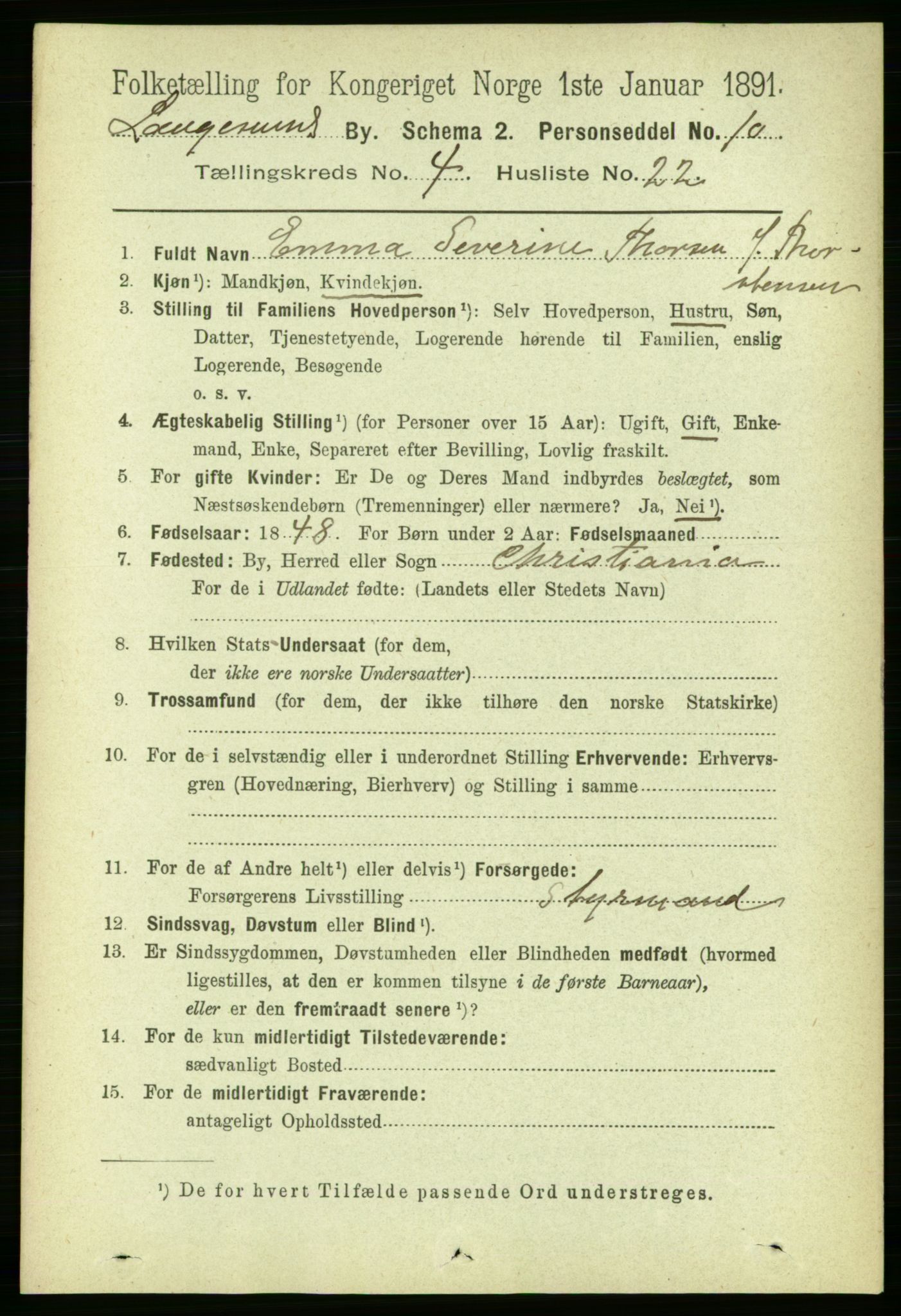 RA, 1891 census for 0802 Langesund, 1891, p. 1284