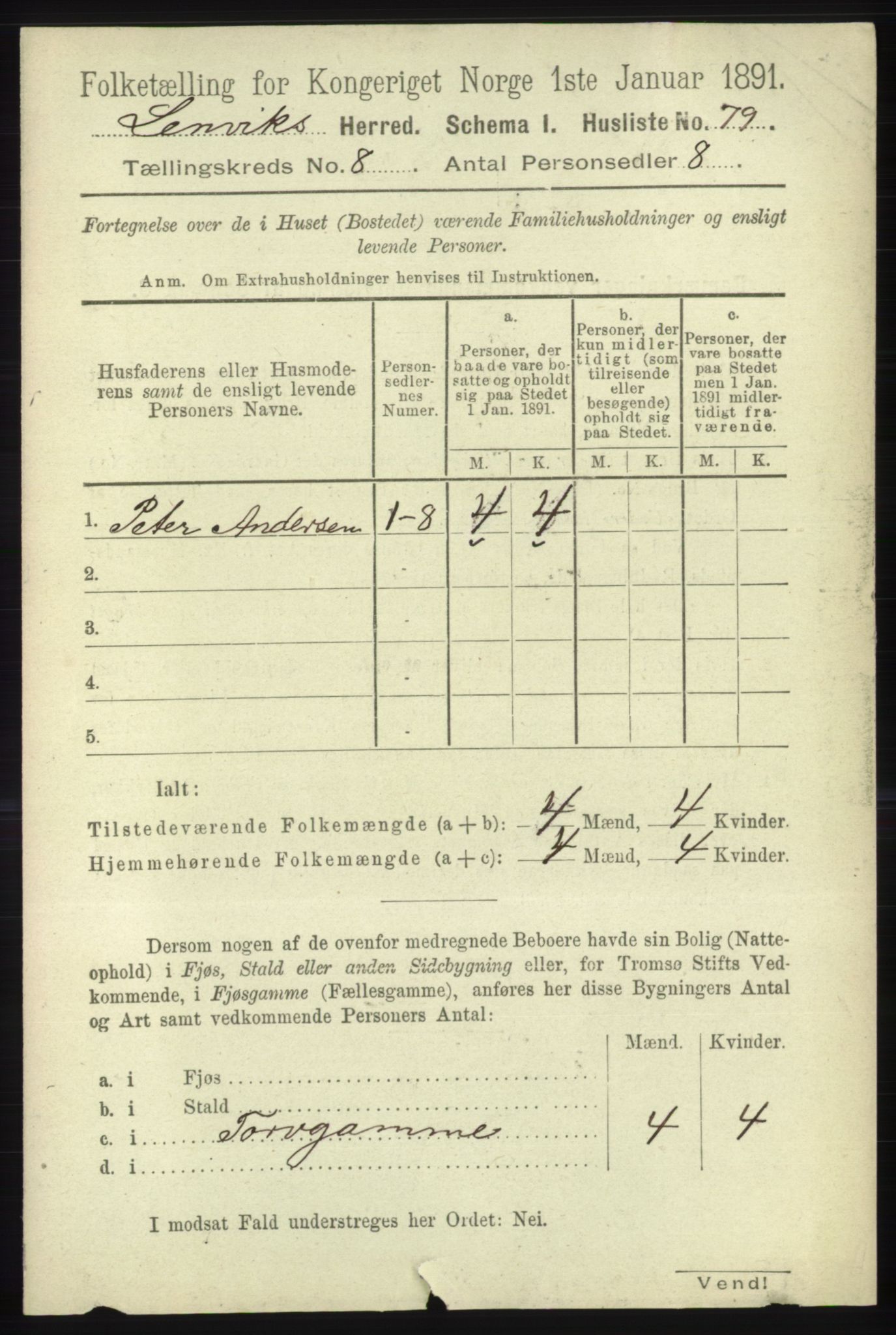 RA, 1891 census for 1931 Lenvik, 1891, p. 4388