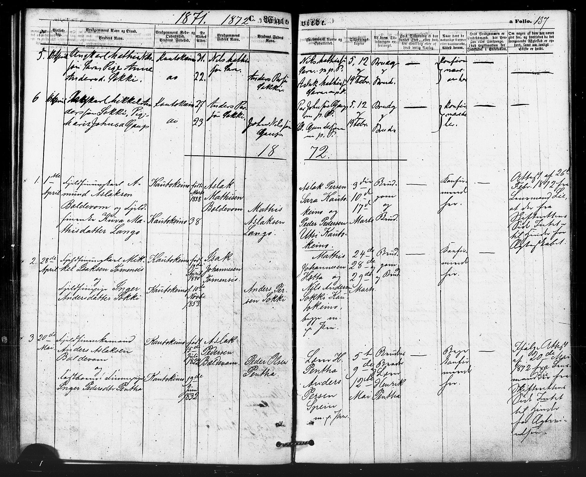 Kautokeino sokneprestembete, SATØ/S-1340/H/Ha/L0003.kirke: Parish register (official) no. 3, 1862-1879, p. 137