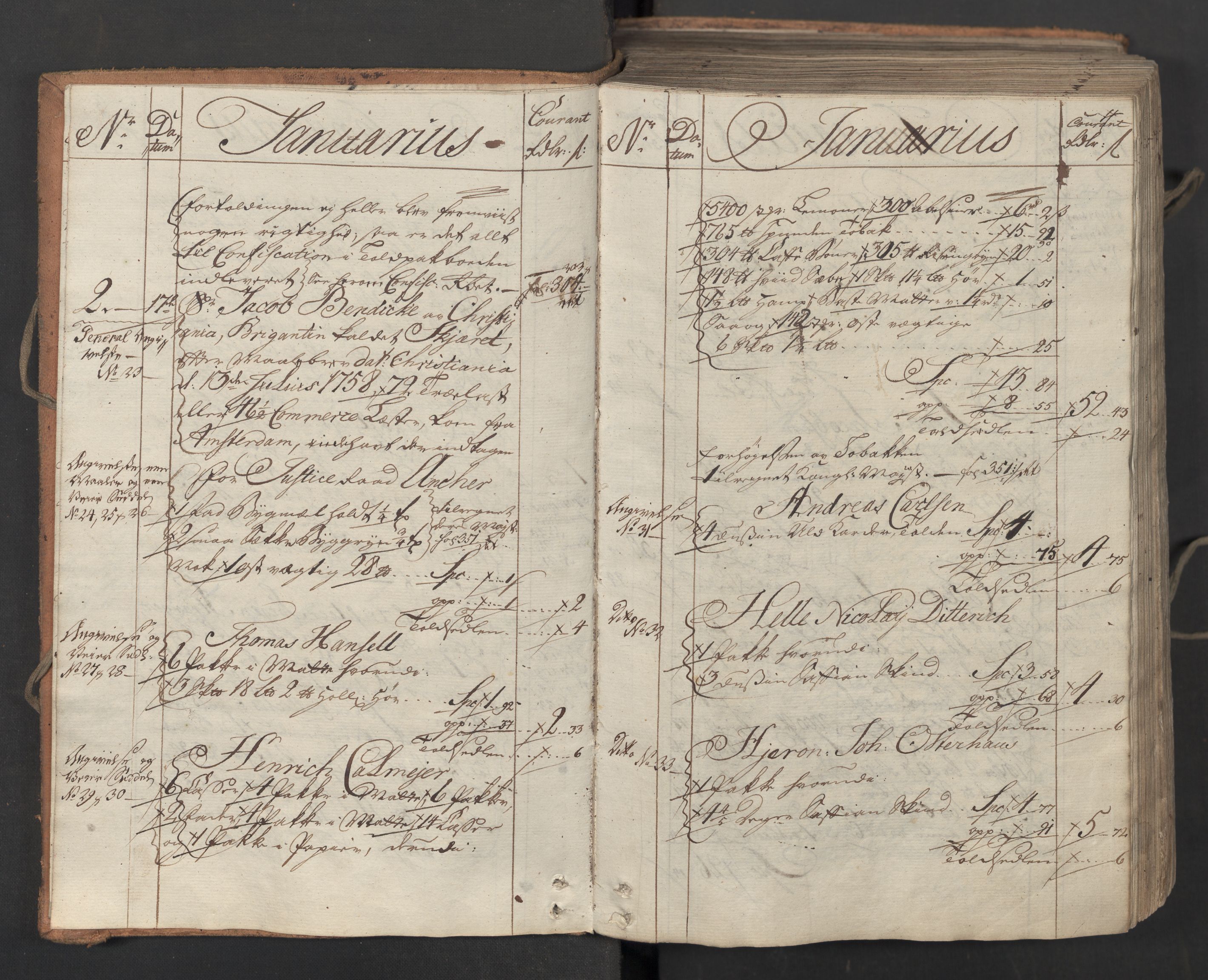Generaltollkammeret, tollregnskaper, AV/RA-EA-5490/R06/L0071/0001: Tollregnskaper Kristiania / Inngående hovedtollbok, 1764