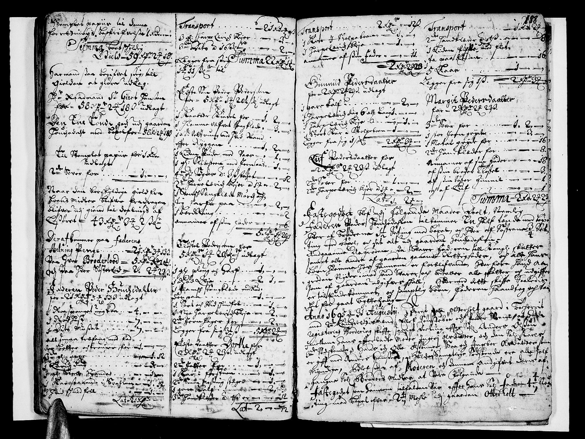 Nedre Telemark sorenskriveri, AV/SAKO-A-135/H/Hb/Hba/L0003: Skifteprotokoll
, 1690-1696, p. 187b-188a
