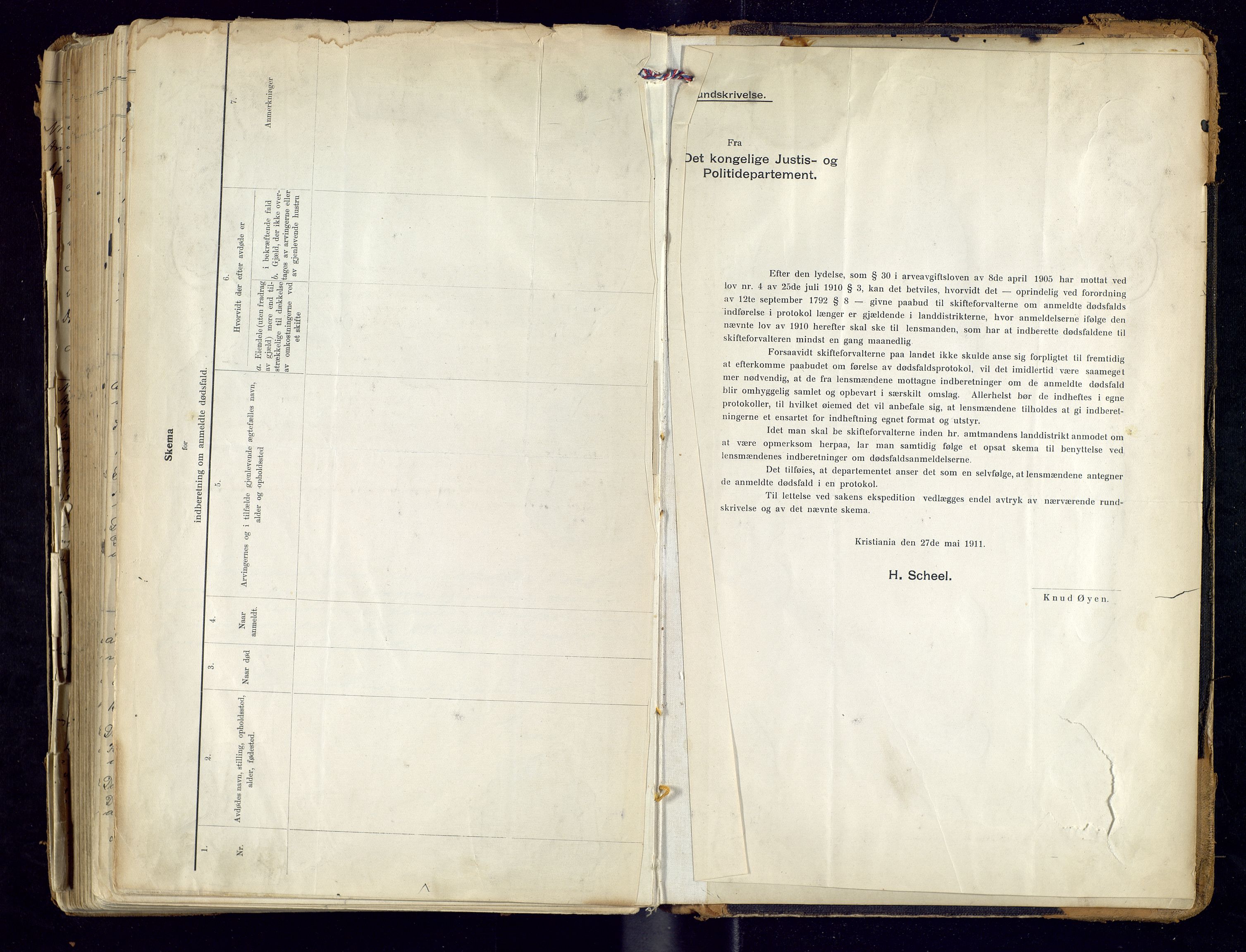 Sør-Odal lensmannskontor, AV/SAH-LHS-022/H/Hb/L0001/0002: Protokoller over anmeldte dødsfall / Protokoll over anmeldte dødsfall, 1901-1913