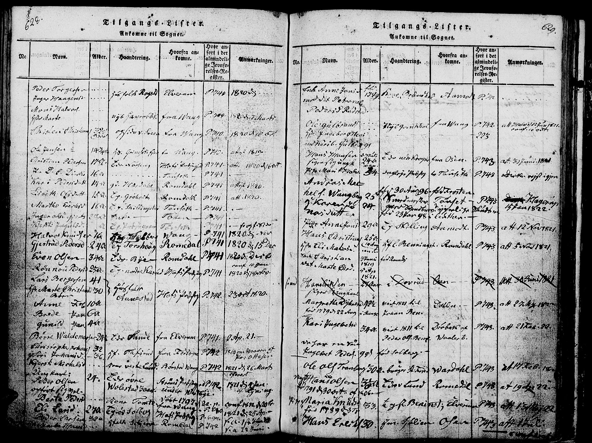 Løten prestekontor, AV/SAH-PREST-022/L/La/L0001: Parish register (copy) no. 1, 1812-1832, p. 628-629