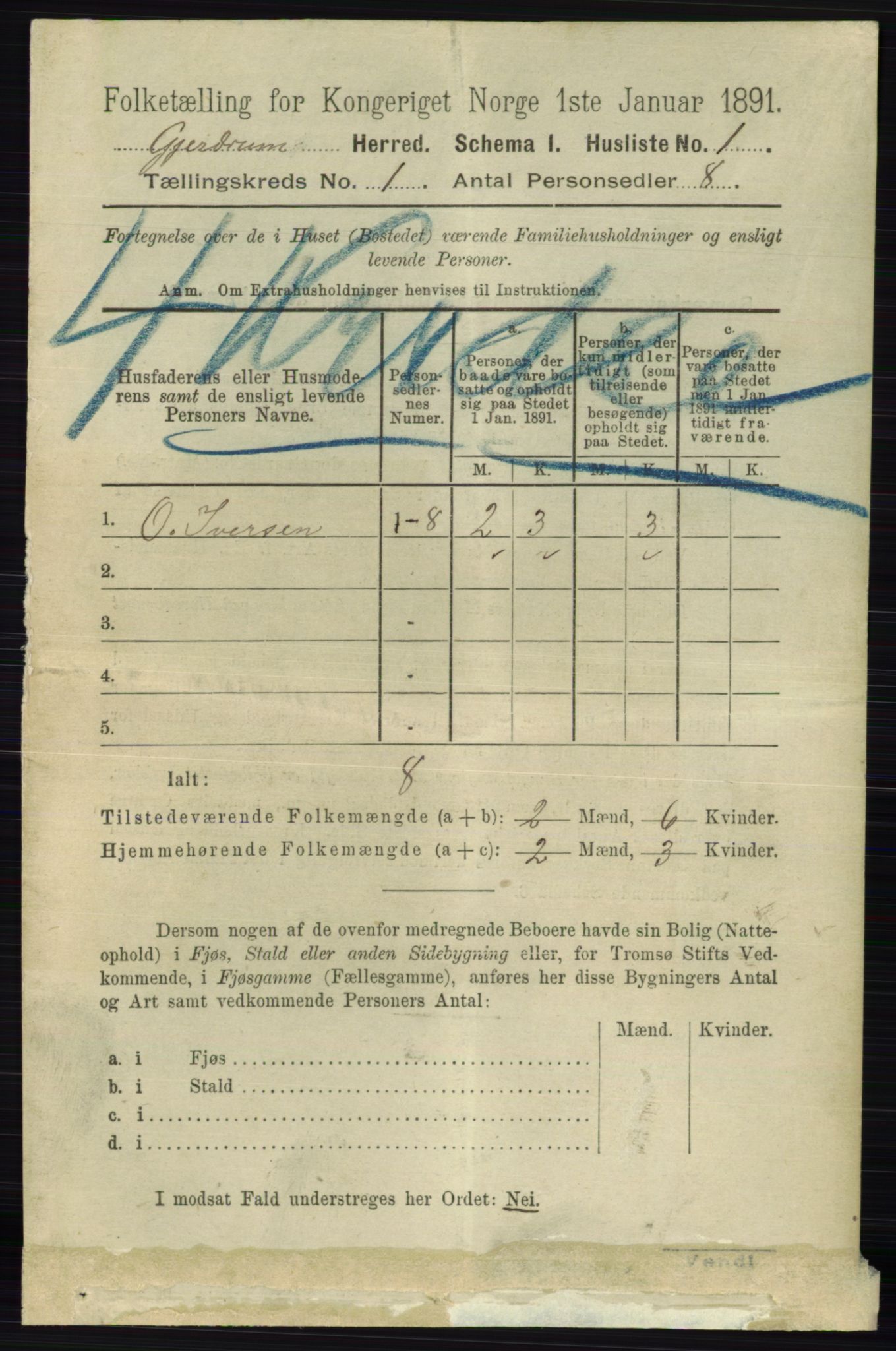 RA, 1891 census for 0234 Gjerdrum, 1891, p. 18