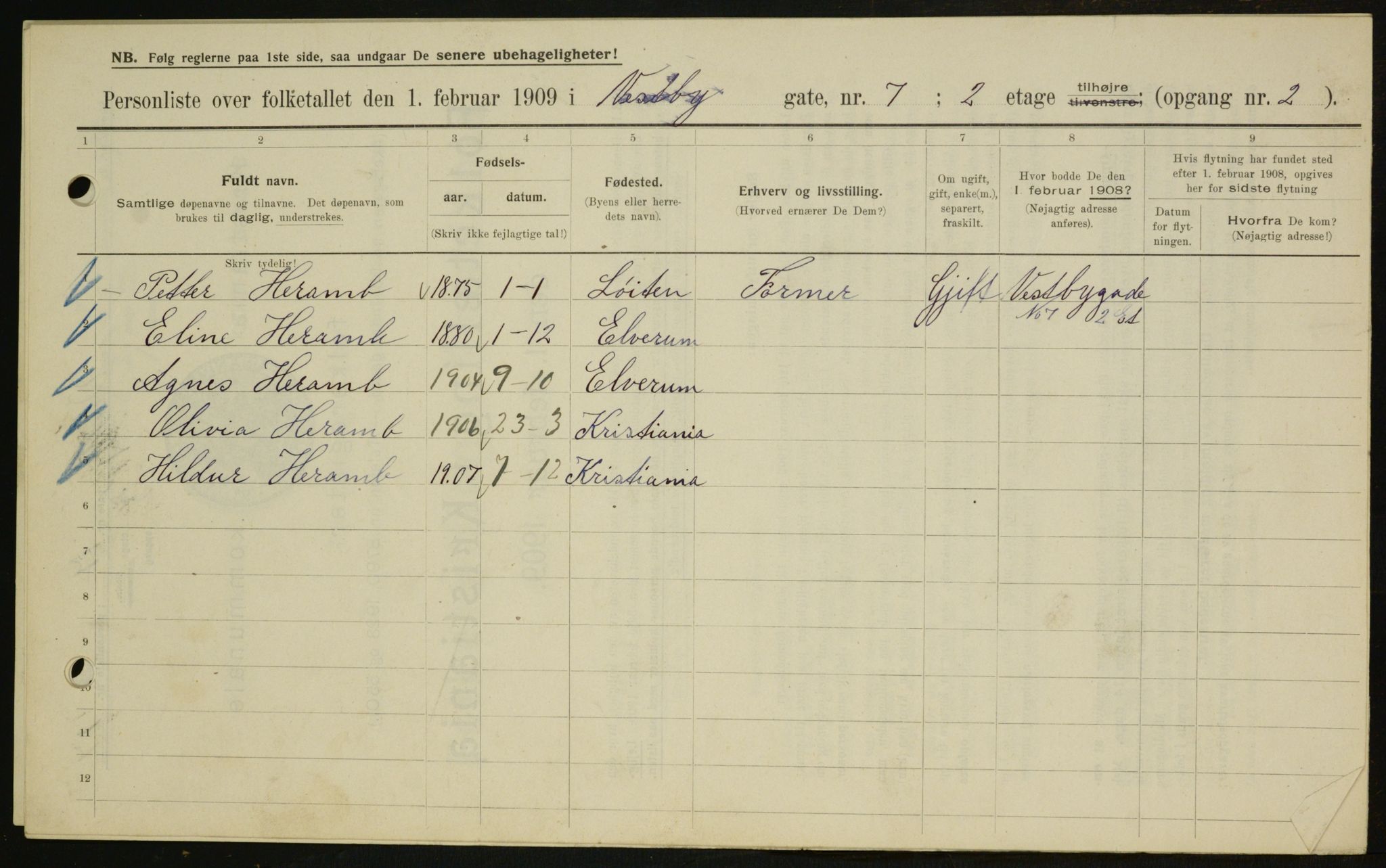 OBA, Municipal Census 1909 for Kristiania, 1909, p. 90531