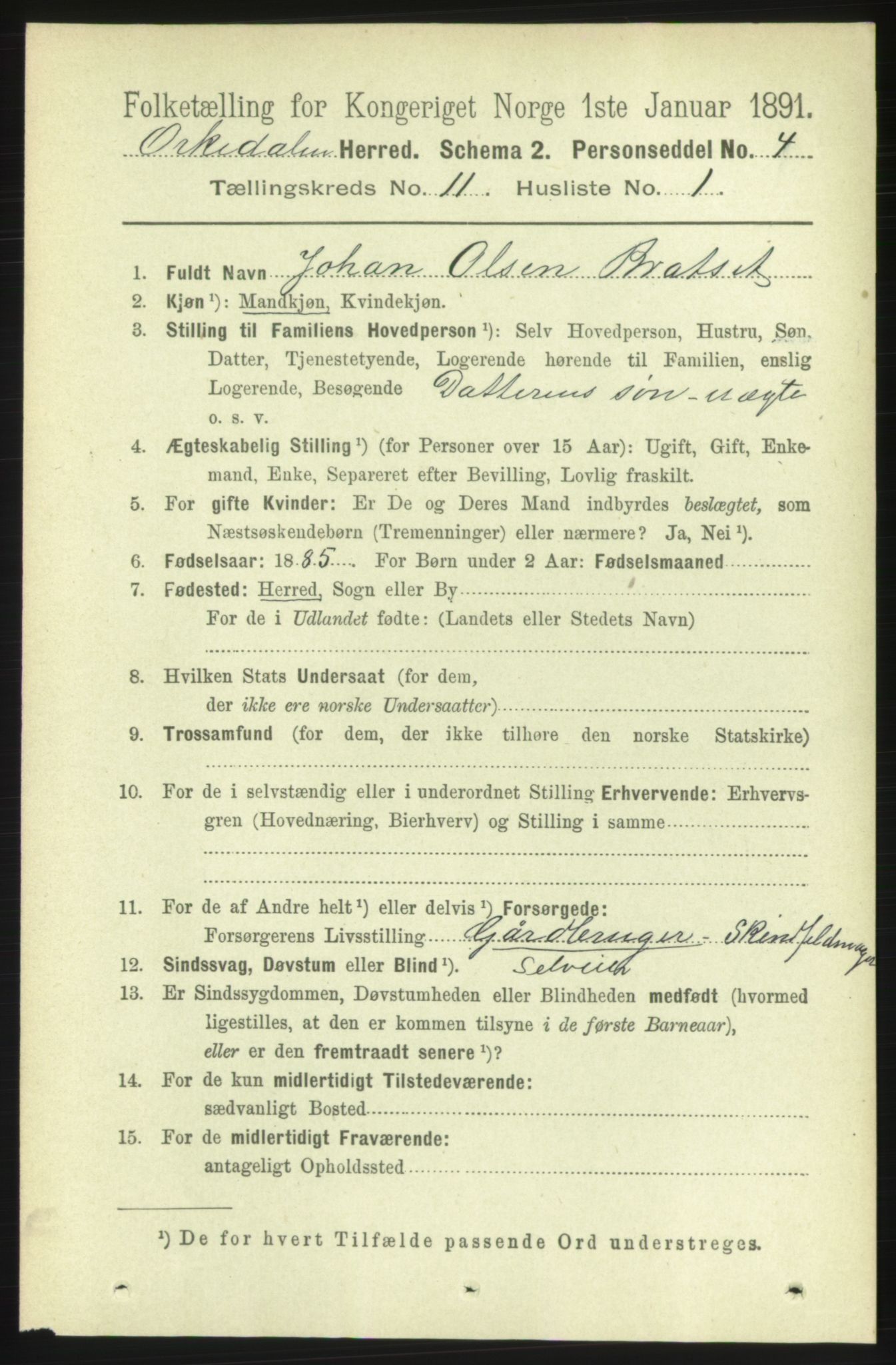 RA, 1891 census for 1638 Orkdal, 1891, p. 5152