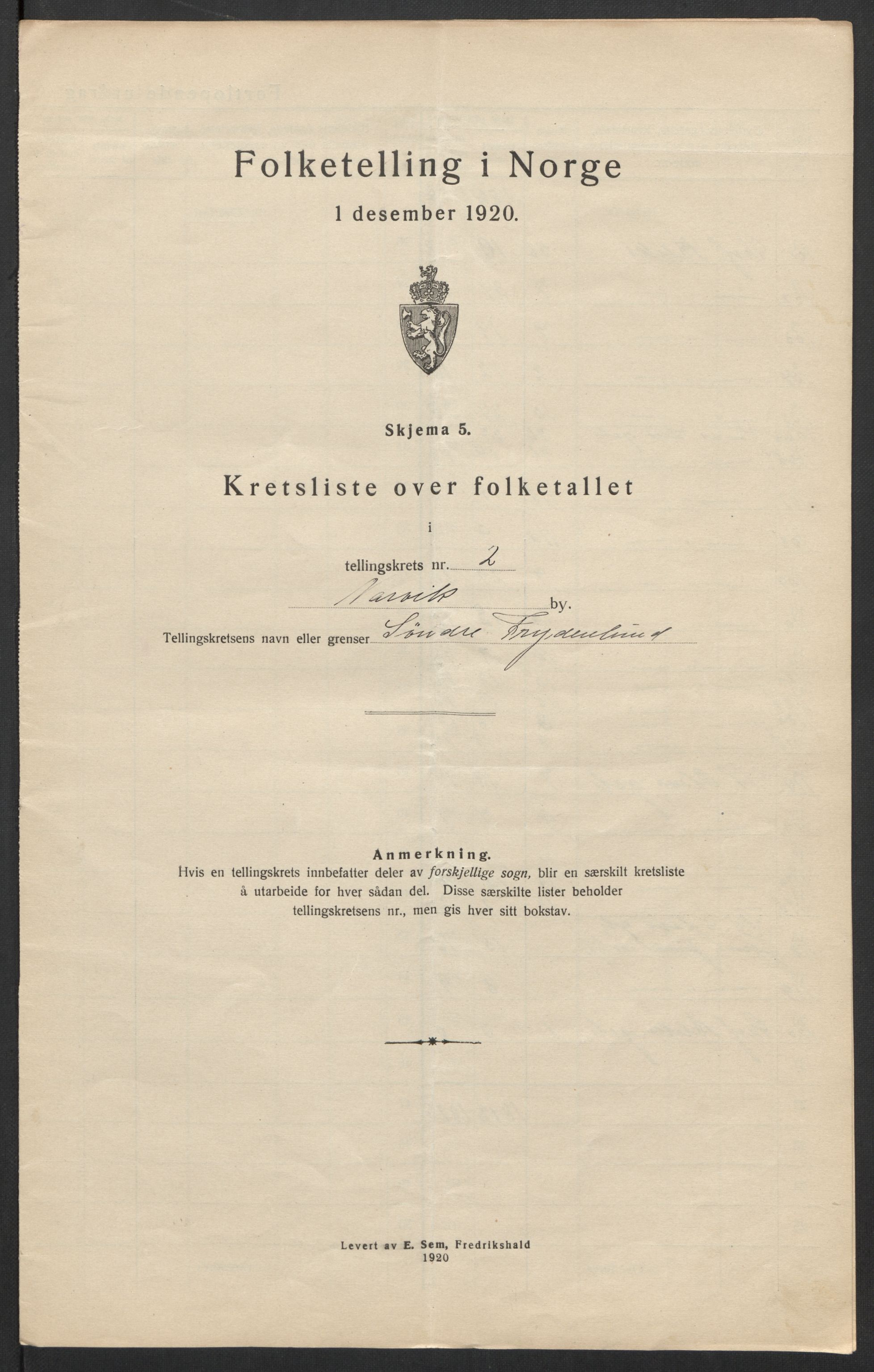 SAT, 1920 census for Narvik, 1920, p. 15