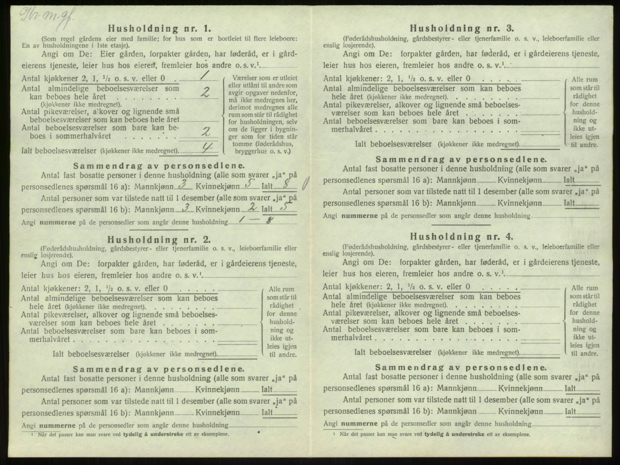 SAB, 1920 census for Bruvik, 1920, p. 834