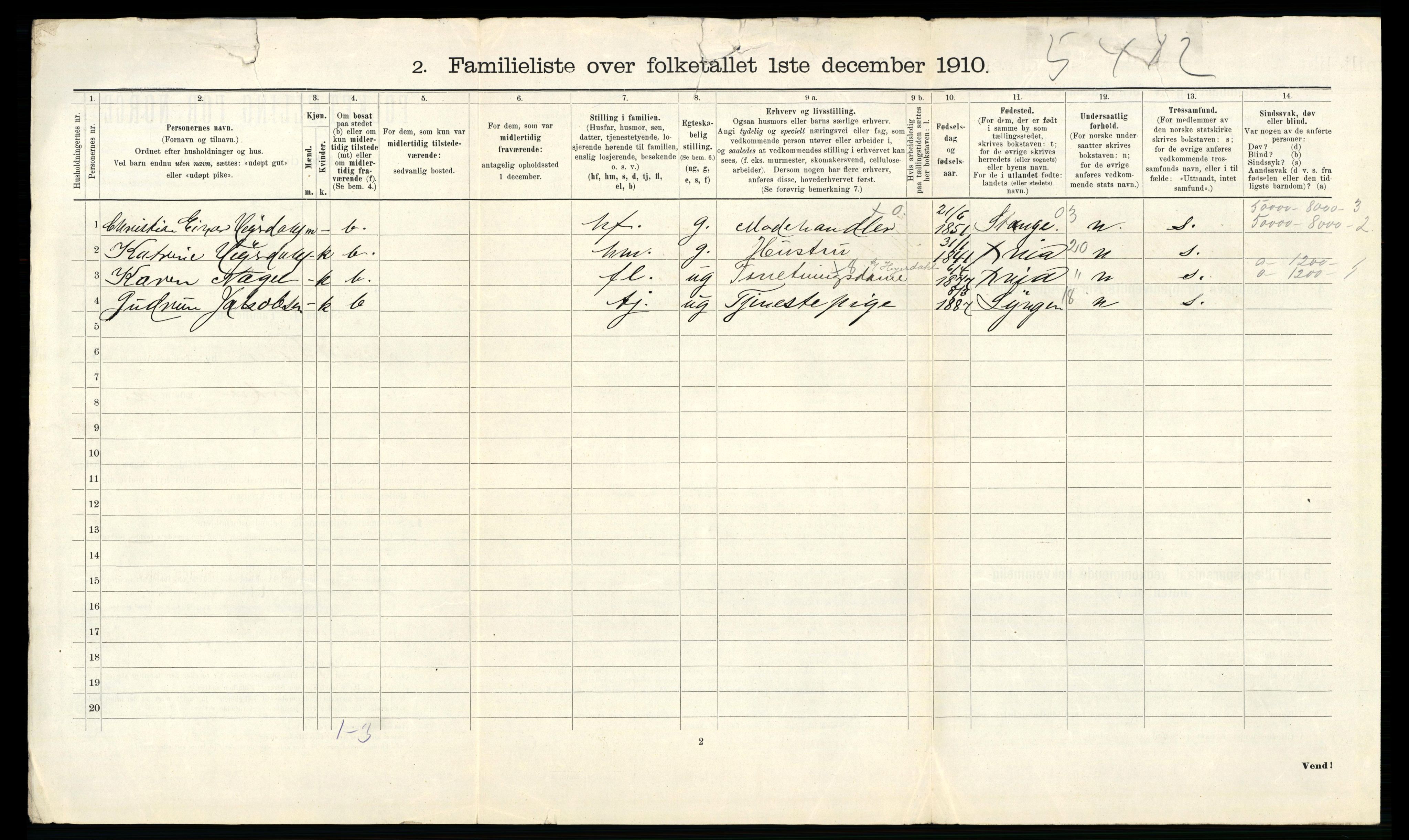 RA, 1910 census for Trondheim, 1910, p. 6264