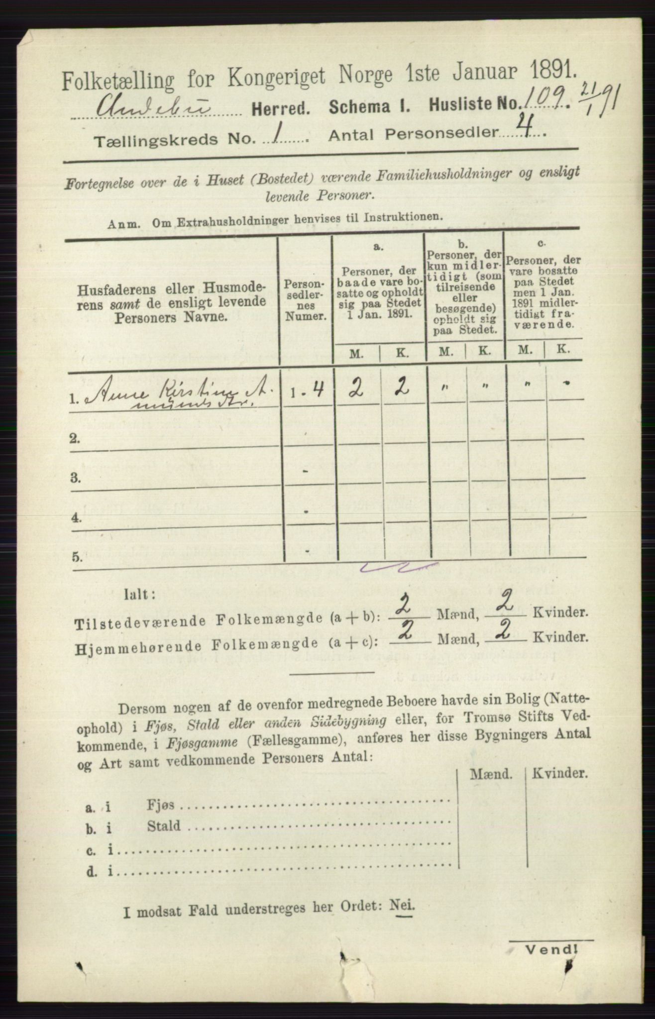 RA, 1891 census for 0719 Andebu, 1891, p. 136