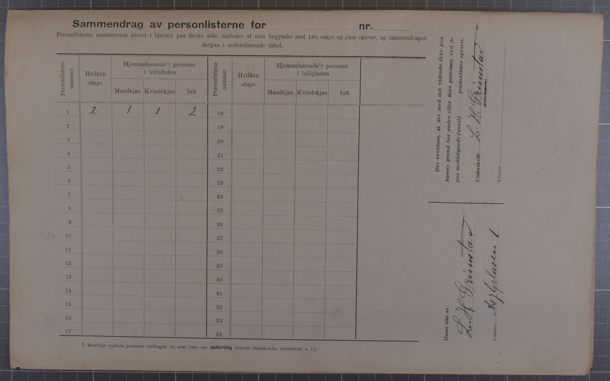 SAB, Municipal Census 1912 for Bergen, 1912, p. 1561