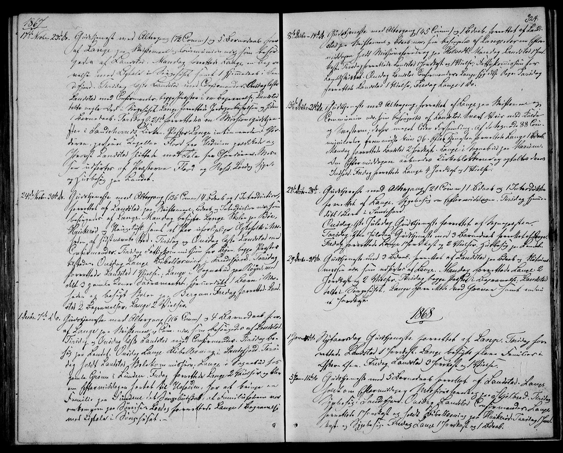 Sandar kirkebøker, AV/SAKO-A-243/F/Fa/L0009: Parish register (official) no. 9, 1862-1871, p. 324