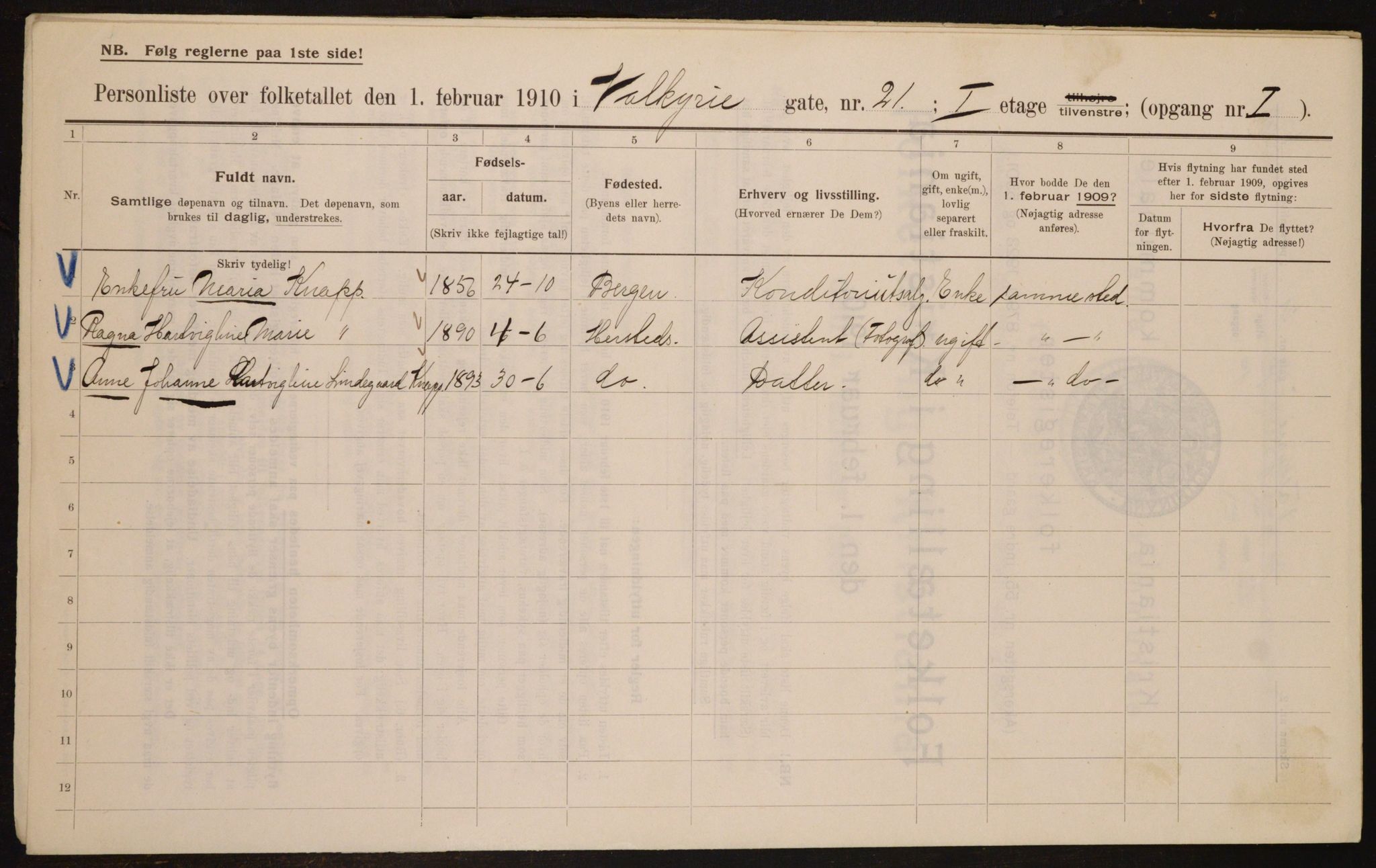 OBA, Municipal Census 1910 for Kristiania, 1910, p. 115488