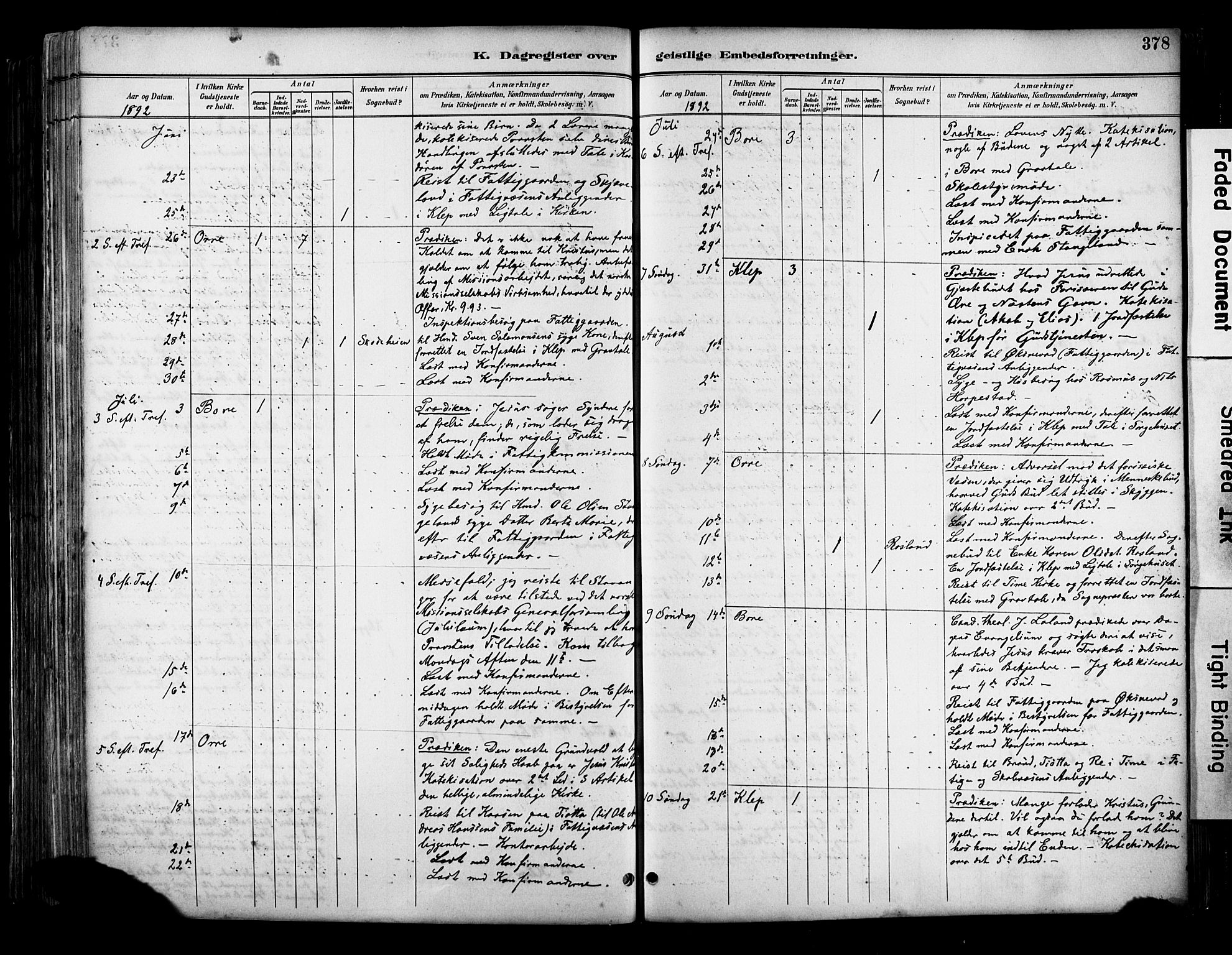 Klepp sokneprestkontor, AV/SAST-A-101803/001/3/30BA/L0009: Parish register (official) no. A 7, 1886-1915, p. 378