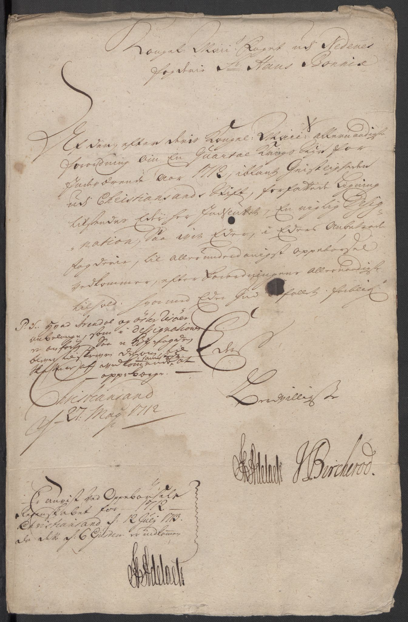 Rentekammeret inntil 1814, Reviderte regnskaper, Fogderegnskap, AV/RA-EA-4092/R39/L2320: Fogderegnskap Nedenes, 1712, p. 275