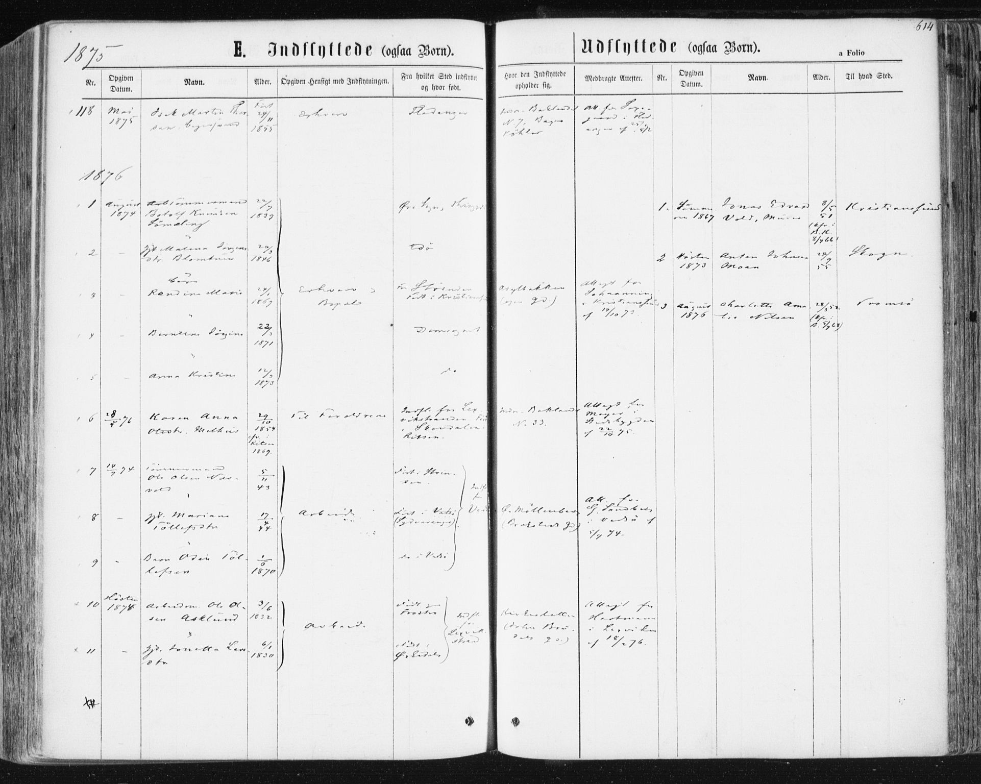 Ministerialprotokoller, klokkerbøker og fødselsregistre - Sør-Trøndelag, SAT/A-1456/604/L0186: Parish register (official) no. 604A07, 1866-1877, p. 614