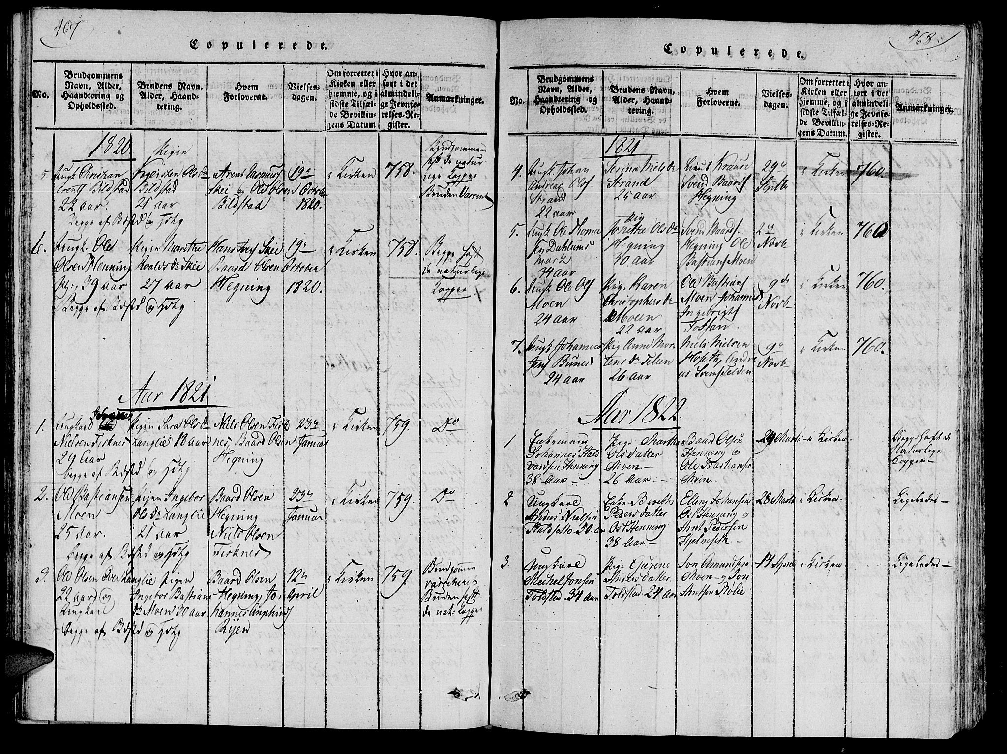 Ministerialprotokoller, klokkerbøker og fødselsregistre - Nord-Trøndelag, SAT/A-1458/735/L0333: Parish register (official) no. 735A04 /3, 1816-1825, p. 467-468