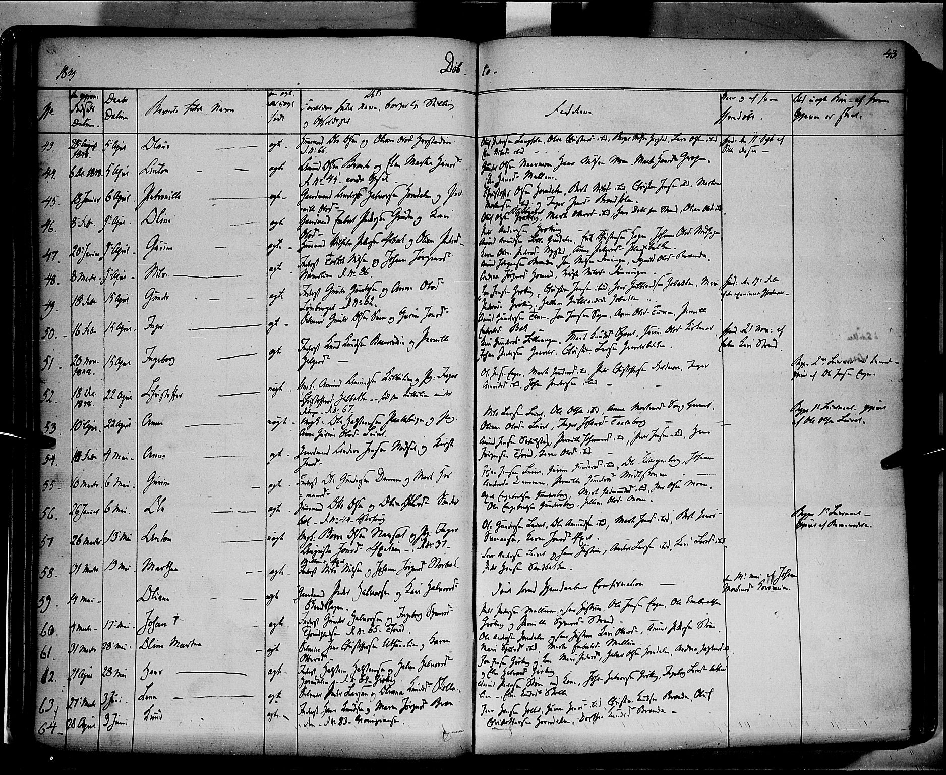 Elverum prestekontor, AV/SAH-PREST-044/H/Ha/Haa/L0009: Parish register (official) no. 9, 1843-1856, p. 43