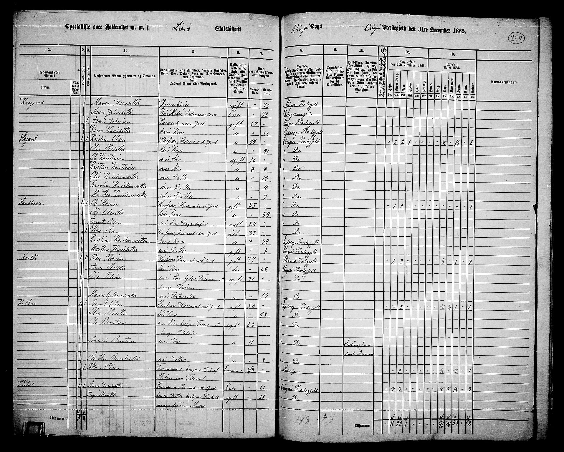 RA, 1865 census for Vinger/Vinger og Austmarka, 1865, p. 235