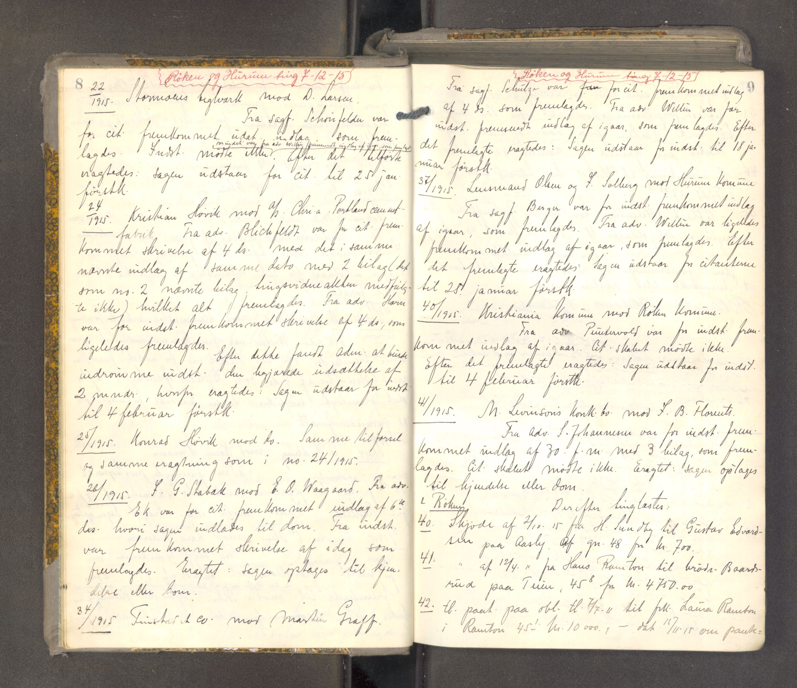 Lier, Røyken og Hurum sorenskriveri, AV/SAKO-A-89/F/Fa/L0098: Tingbok, 1915-1918, p. 8-9