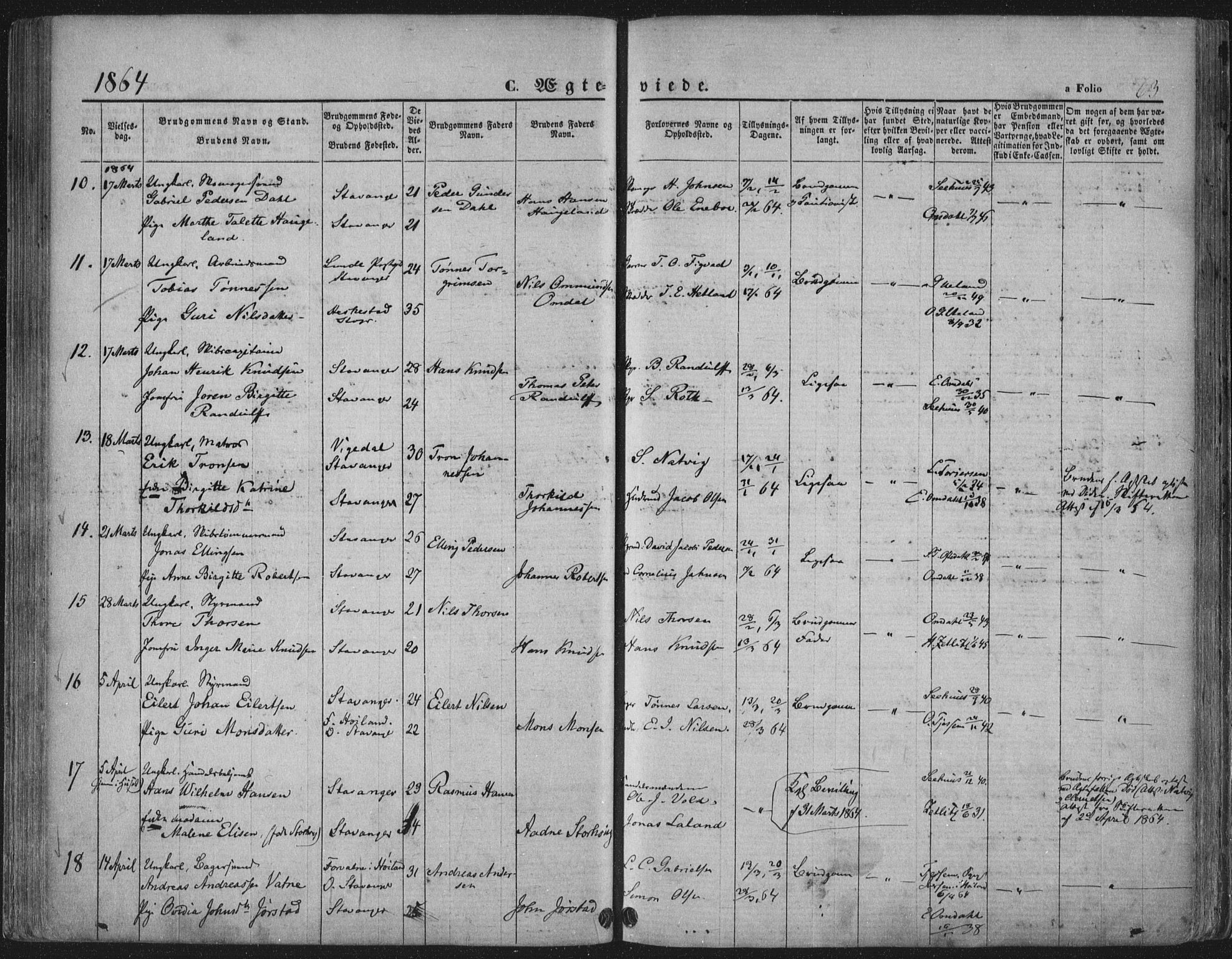 Domkirken sokneprestkontor, AV/SAST-A-101812/001/30/30BA/L0019: Parish register (official) no. A 18, 1857-1877, p. 63