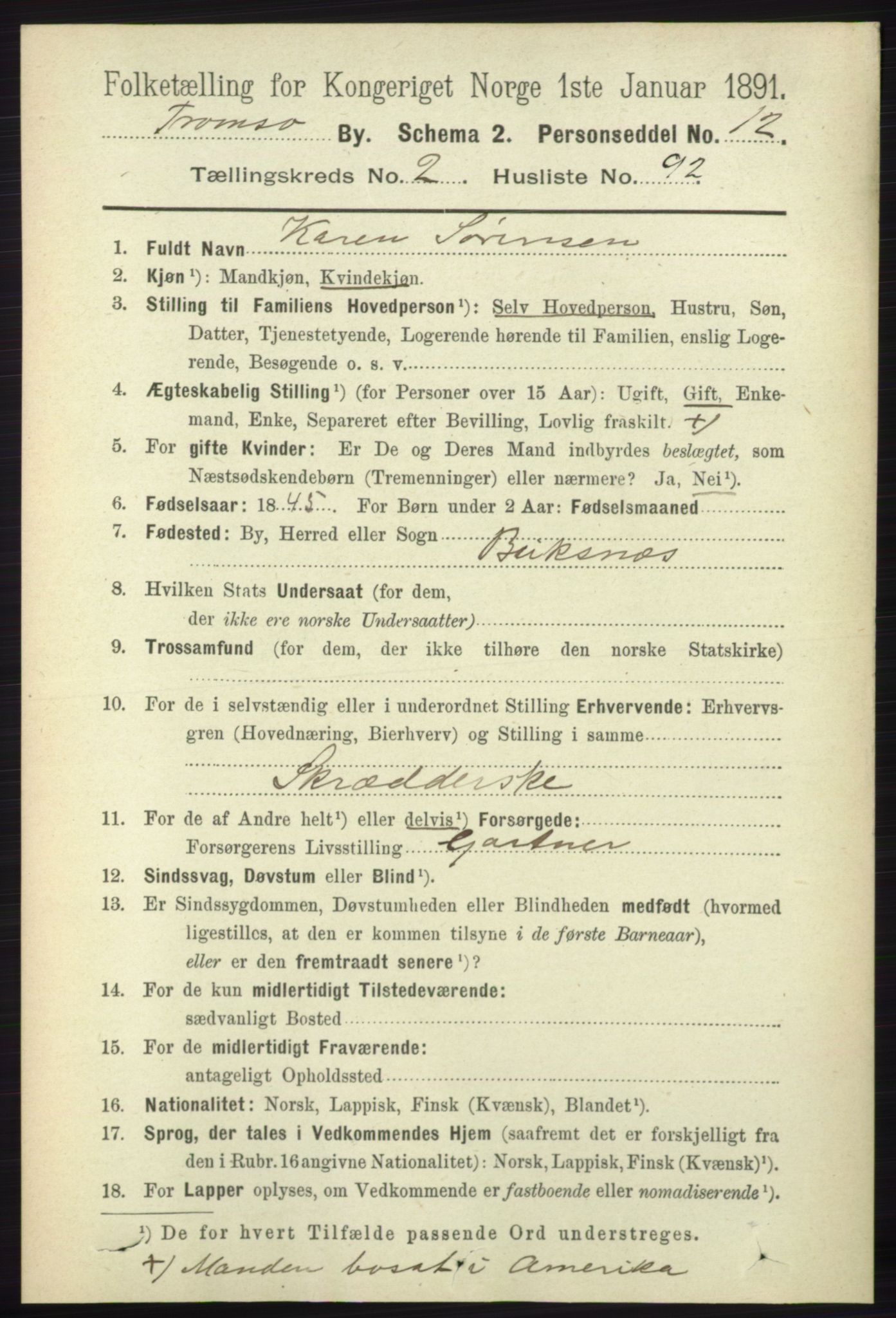 RA, 1891 census for 1902 Tromsø, 1891, p. 2808