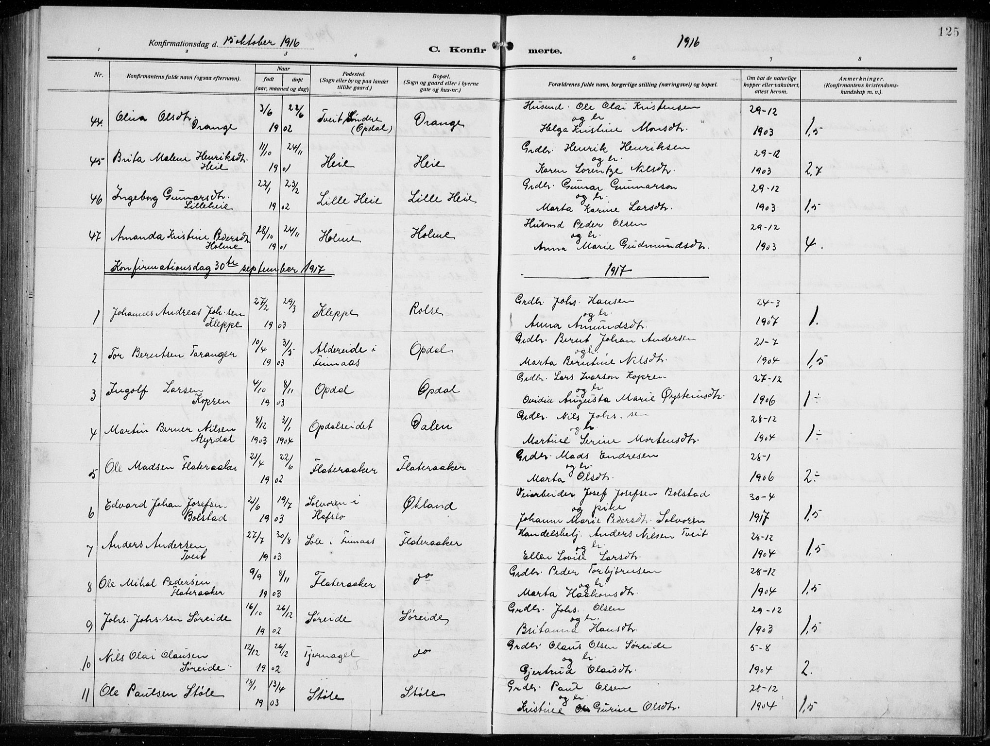 Tysnes sokneprestembete, AV/SAB-A-78601/H/Hab: Parish register (copy) no. E  4, 1912-1936, p. 125