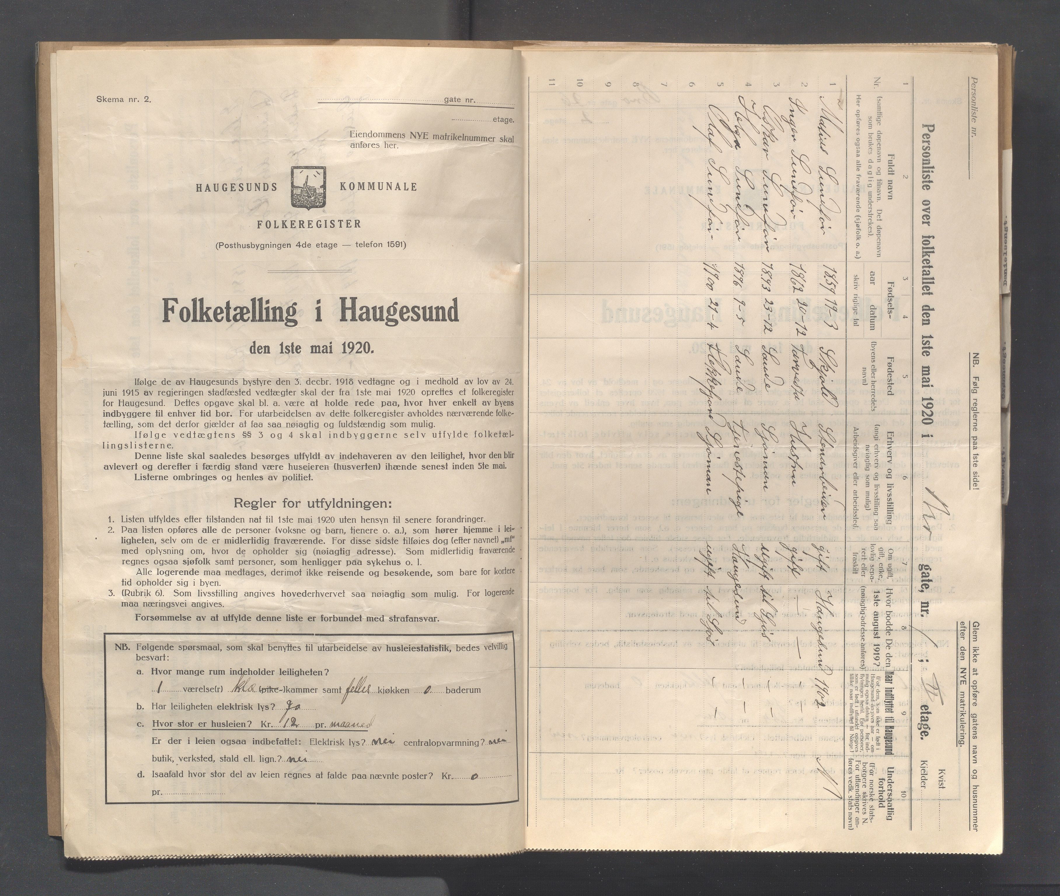 IKAR, Local census 1.5.1920 for Haugesund, 1920, p. 5615