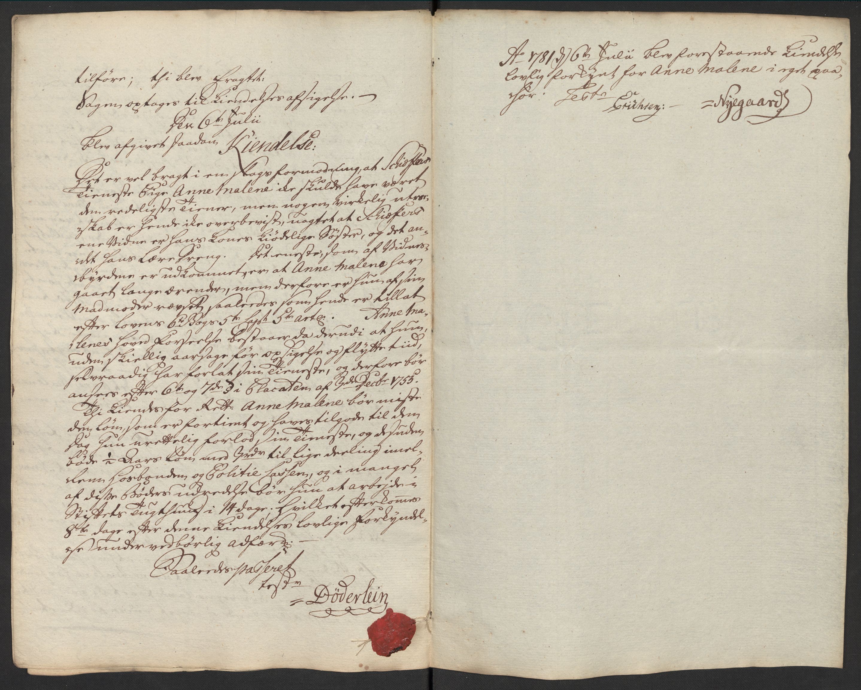Oslo politidistrikt, AV/SAO-A-10085/D/Da/L0003: Innkomne brev, pro memoria m.v., 1781, p. 226