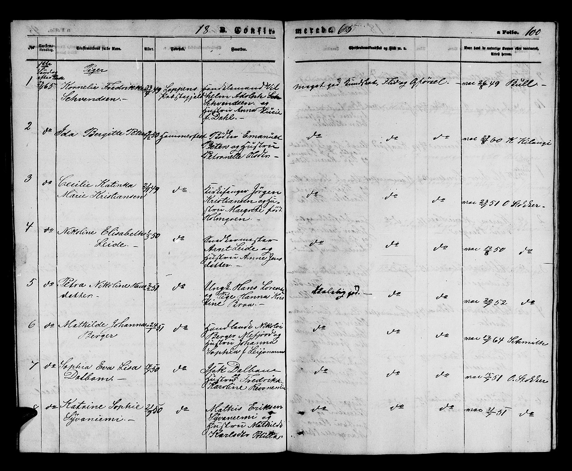 Hammerfest sokneprestkontor, AV/SATØ-S-1347/H/Hb/L0003.klokk: Parish register (copy) no. 3 /1, 1862-1868, p. 100