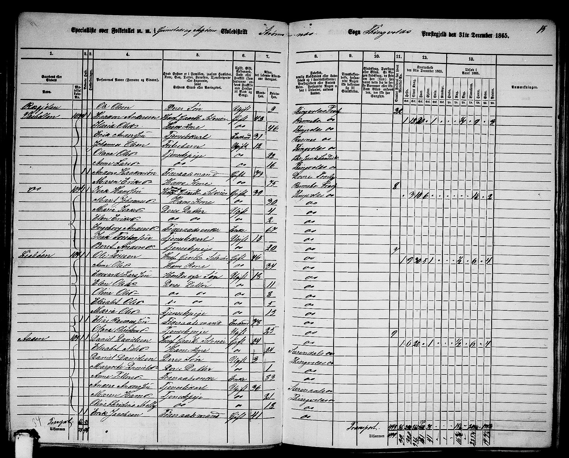 RA, 1865 census for Tingvoll, 1865, p. 142