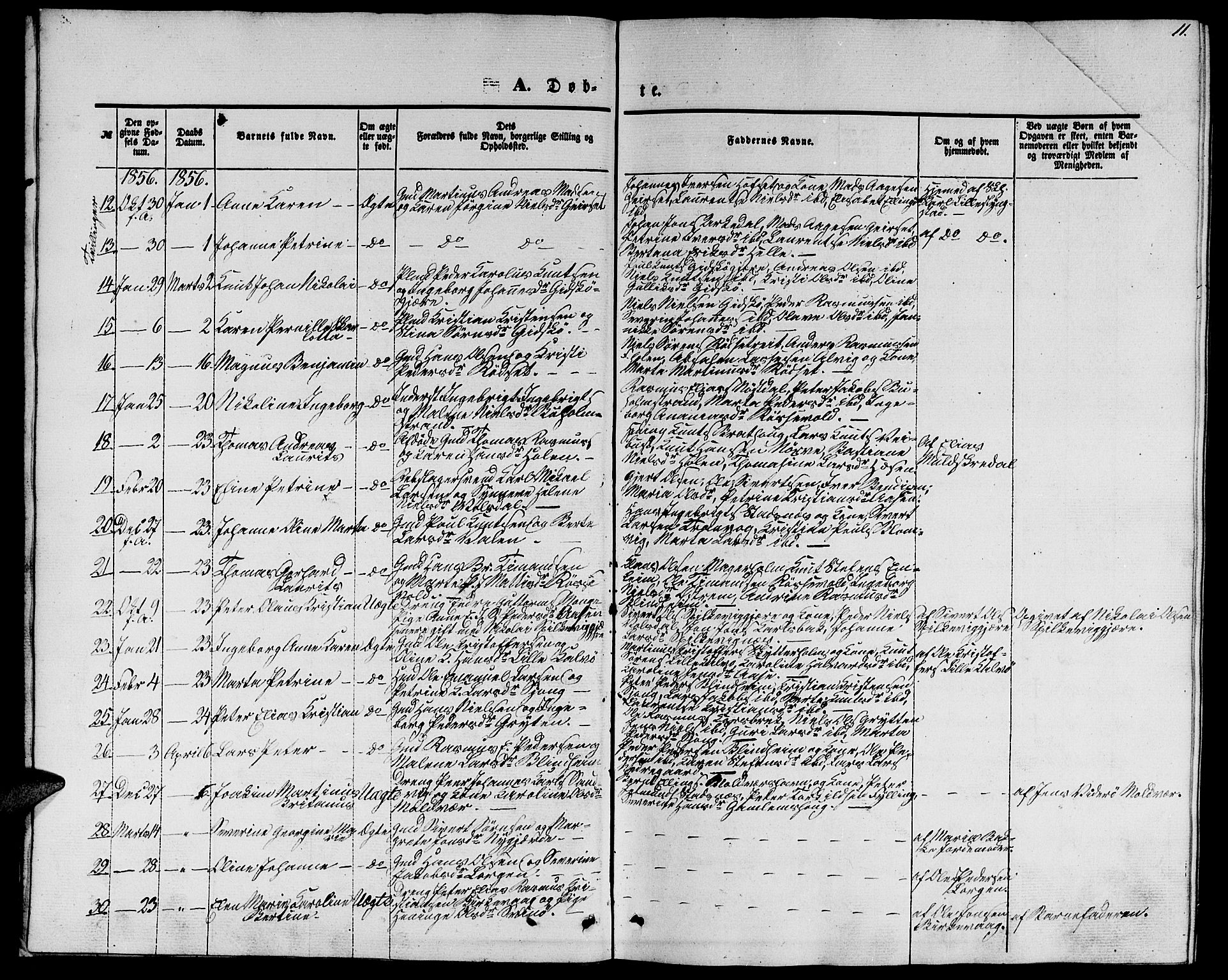 Ministerialprotokoller, klokkerbøker og fødselsregistre - Møre og Romsdal, AV/SAT-A-1454/528/L0427: Parish register (copy) no. 528C08, 1855-1864, p. 11