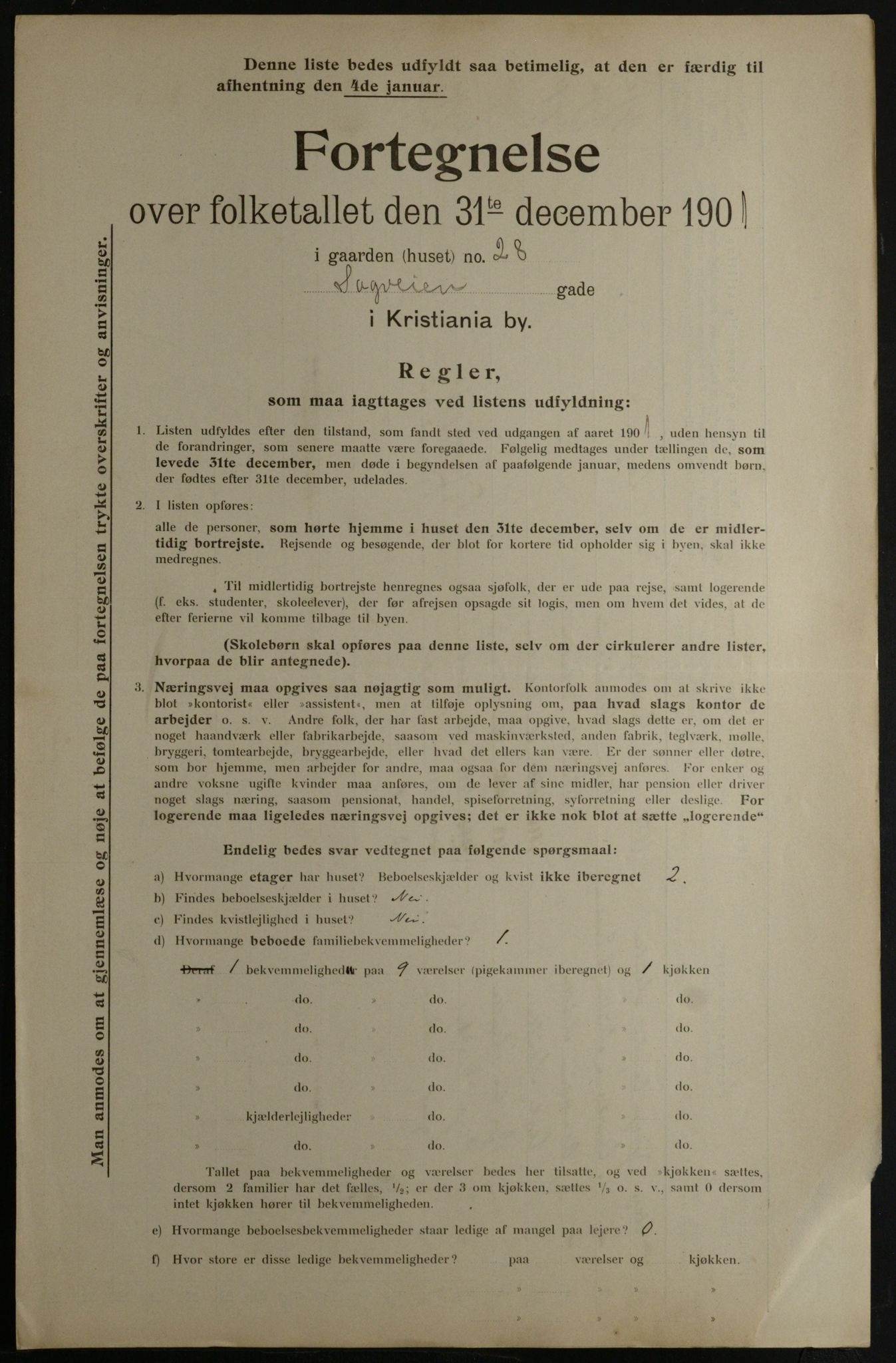 OBA, Municipal Census 1901 for Kristiania, 1901, p. 13333