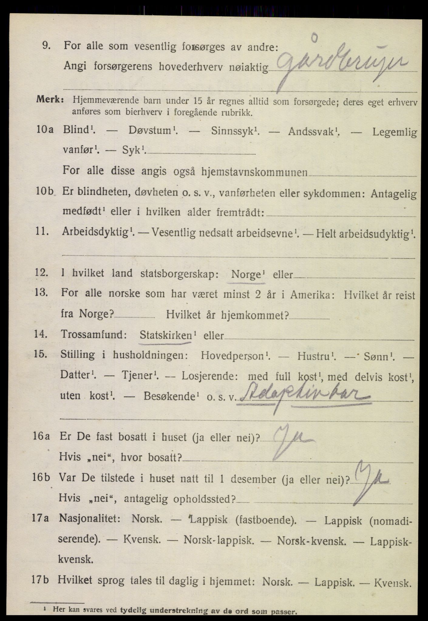 SAT, 1920 census for Meløy, 1920, p. 3630