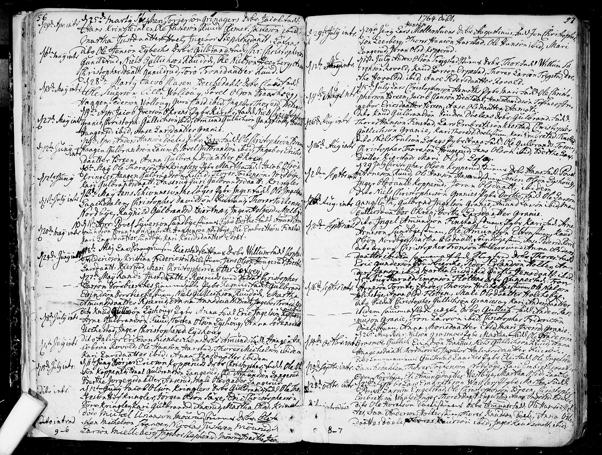 Nannestad prestekontor Kirkebøker, AV/SAO-A-10414a/F/Fa/L0007: Parish register (official) no. I 7, 1754-1791, p. 56-57