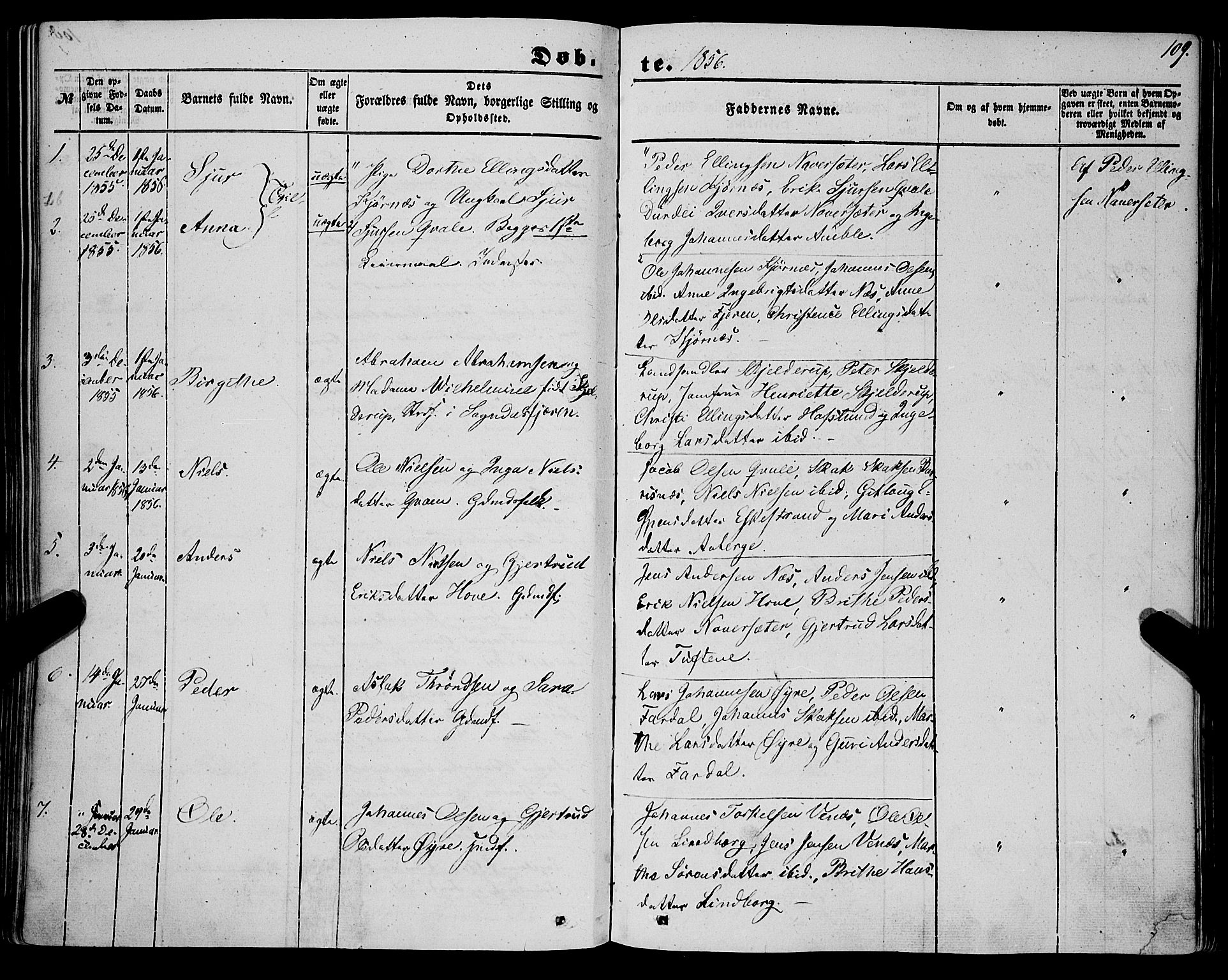 Sogndal sokneprestembete, SAB/A-81301/H/Haa/Haaa/L0012I: Parish register (official) no. A 12I, 1847-1859, p. 109