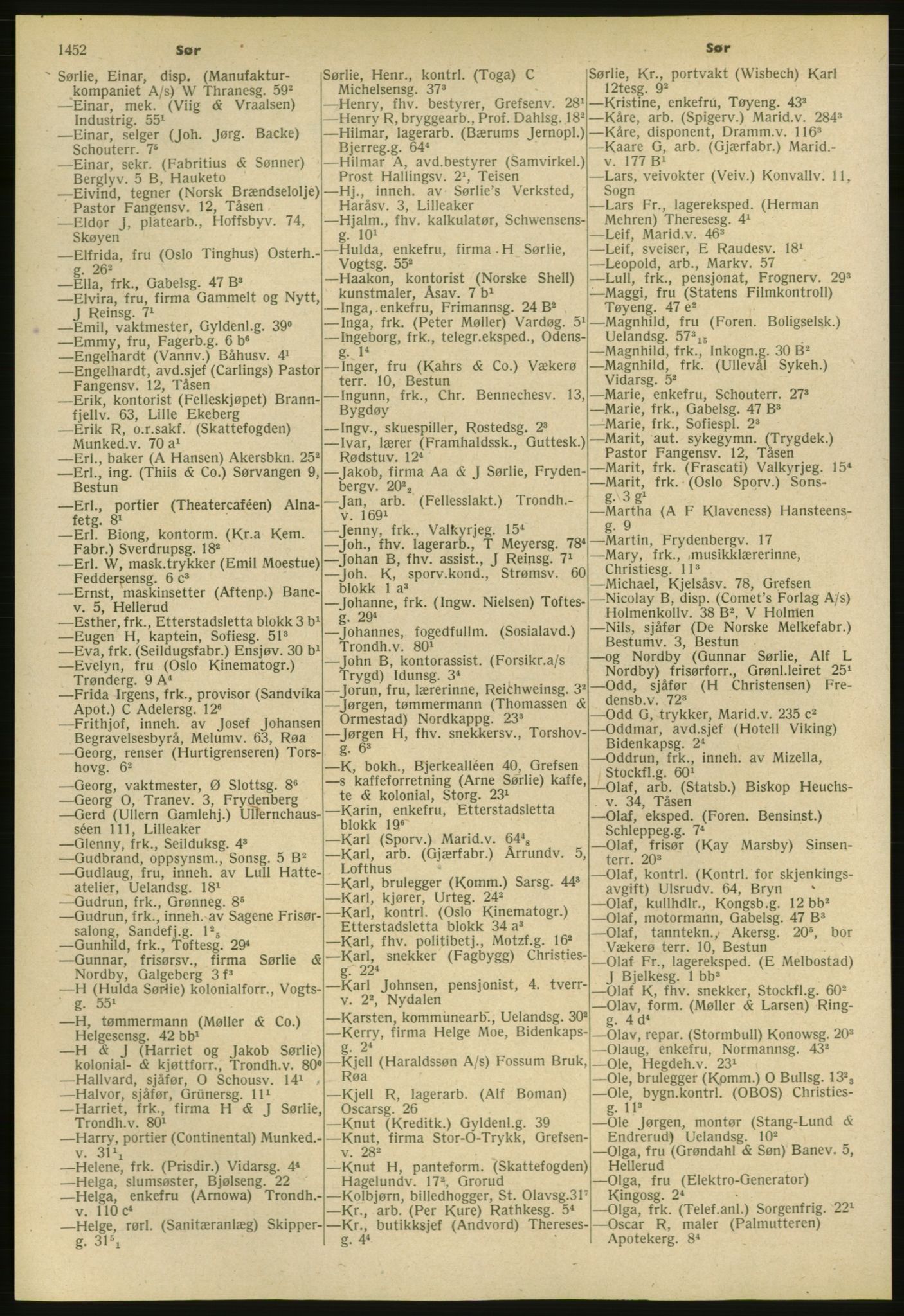 Kristiania/Oslo adressebok, PUBL/-, 1953, p. 1452