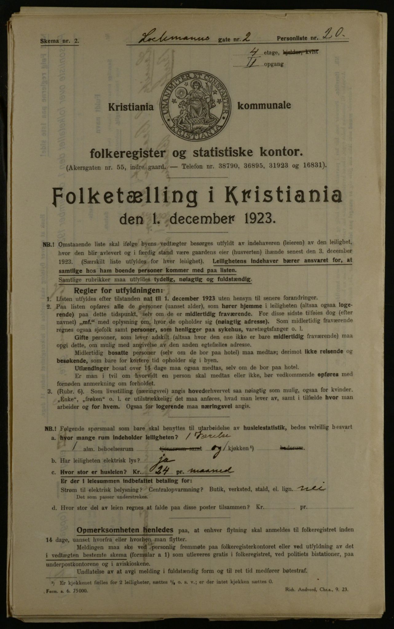 OBA, Municipal Census 1923 for Kristiania, 1923, p. 64746