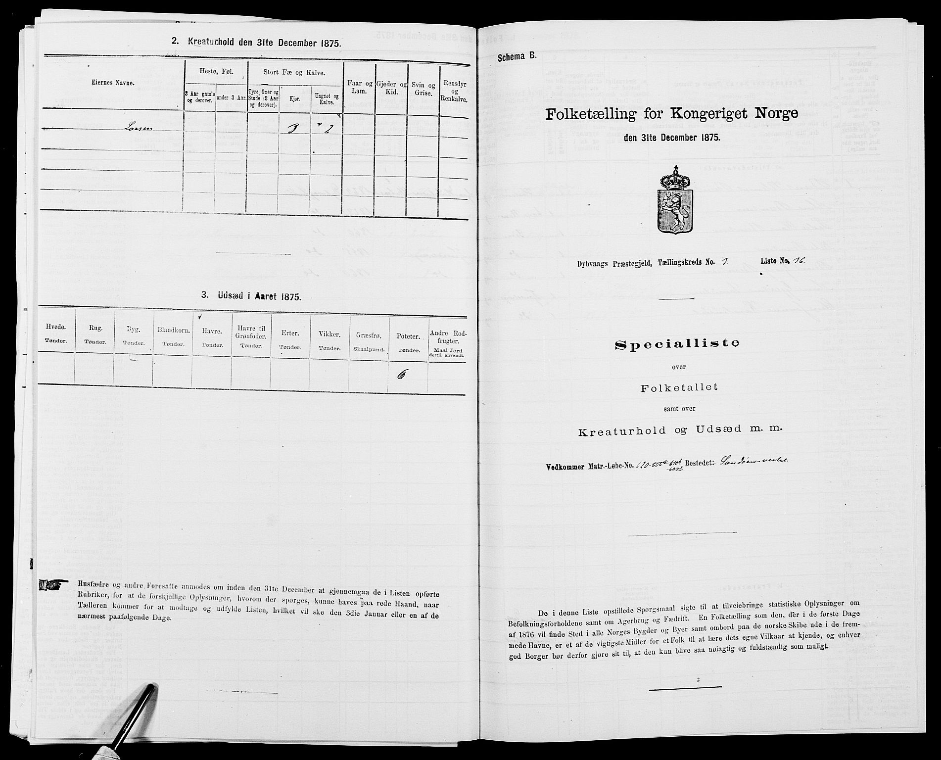 SAK, 1875 census for 0915P Dypvåg, 1875, p. 328