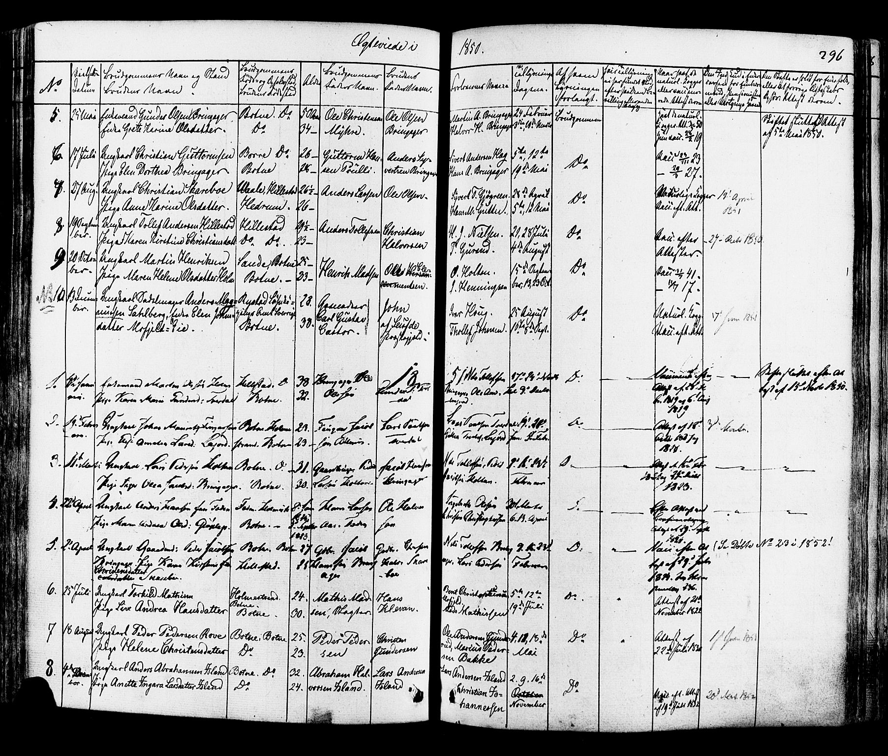Botne kirkebøker, SAKO/A-340/F/Fa/L0006: Parish register (official) no. I 6, 1836-1877, p. 296