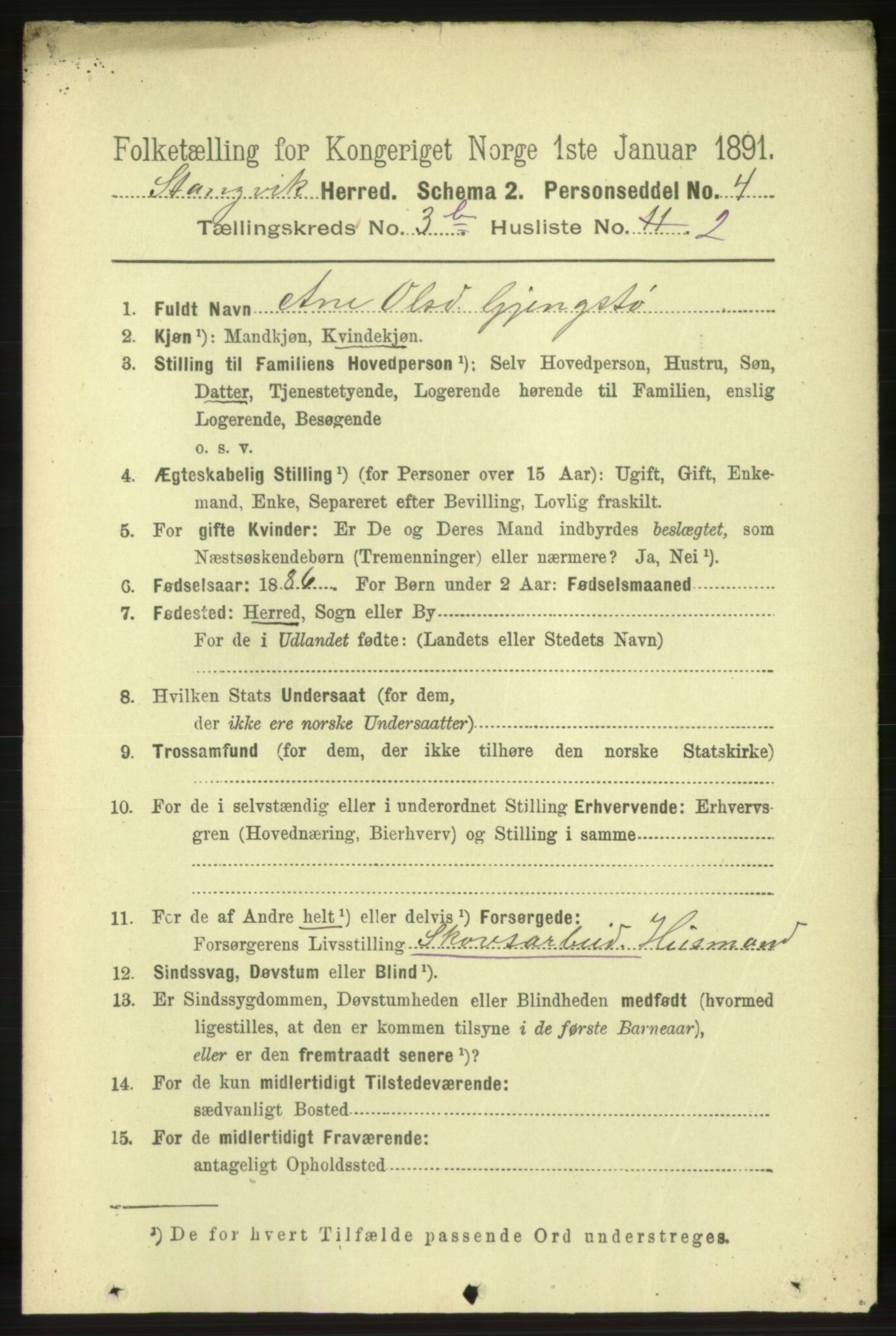 RA, 1891 census for 1564 Stangvik, 1891, p. 1456