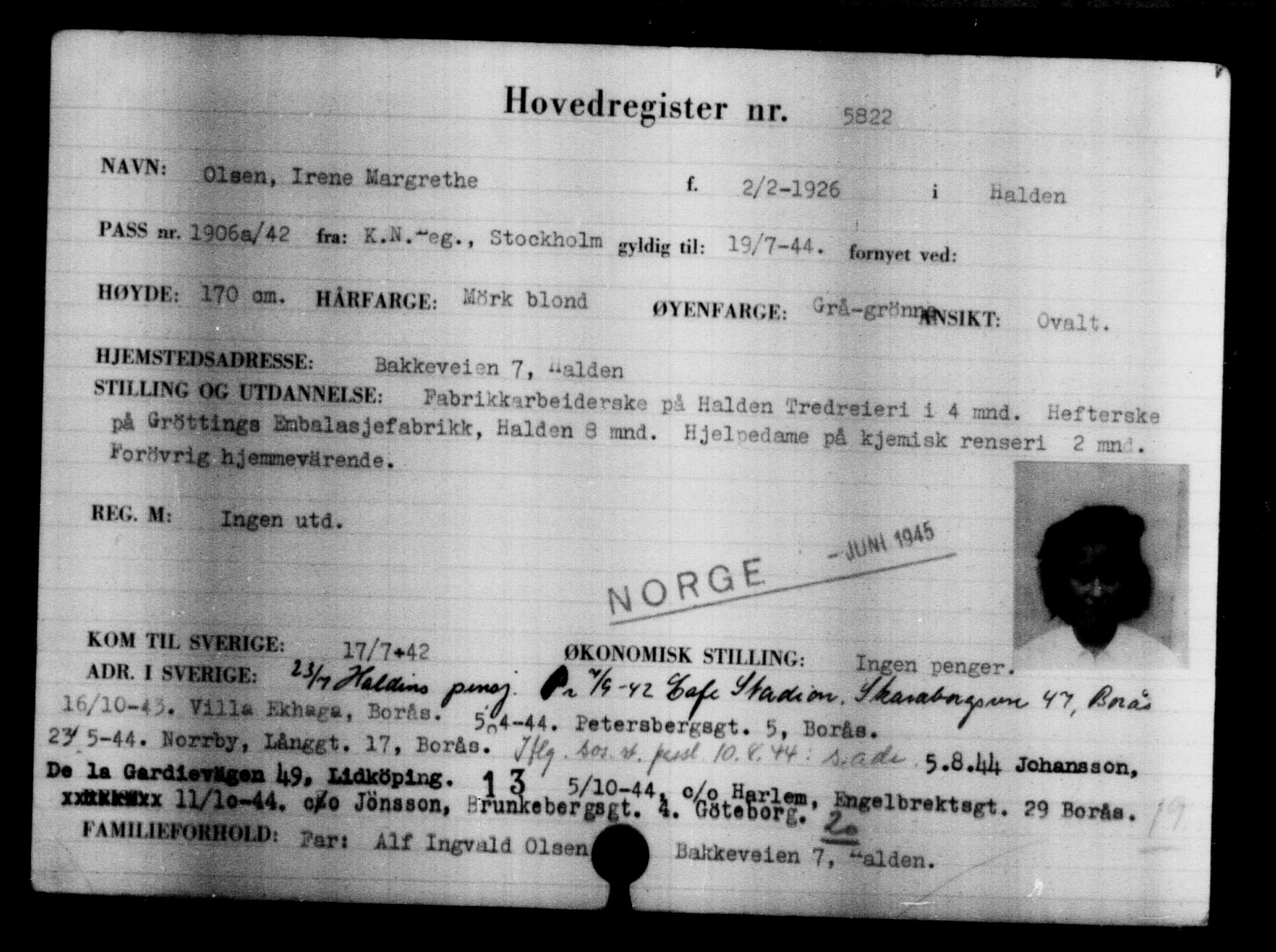 Utenriksstasjonene, Legasjonen i Stockholm, Flyktningkontoret, AV/RA-S-6753/V/Va/L0004: Kjesäterkartoteket, flyktninger med registreringsnr. 3496-6610, 1940-1945, p. 2705