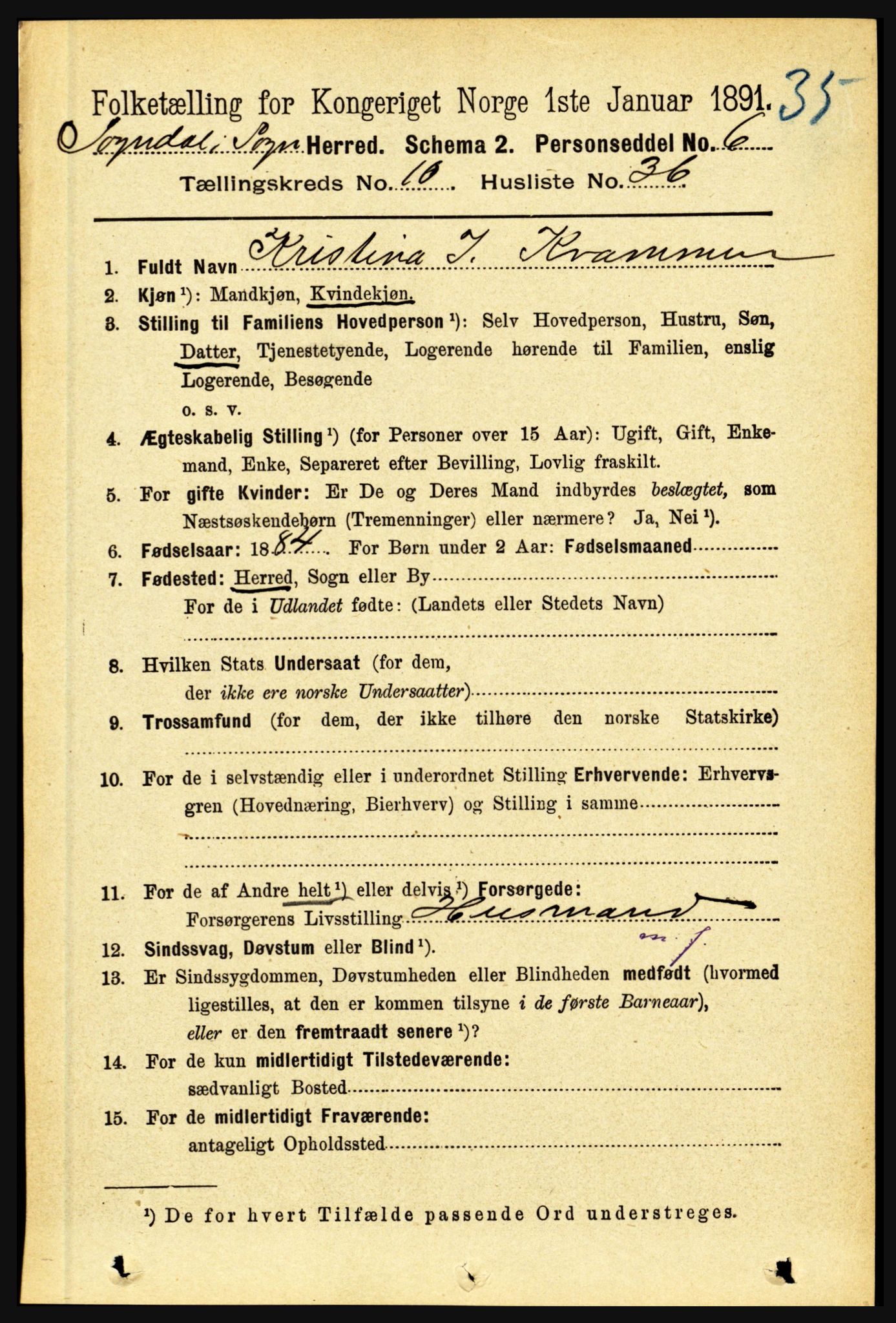 RA, 1891 census for 1420 Sogndal, 1891, p. 4170