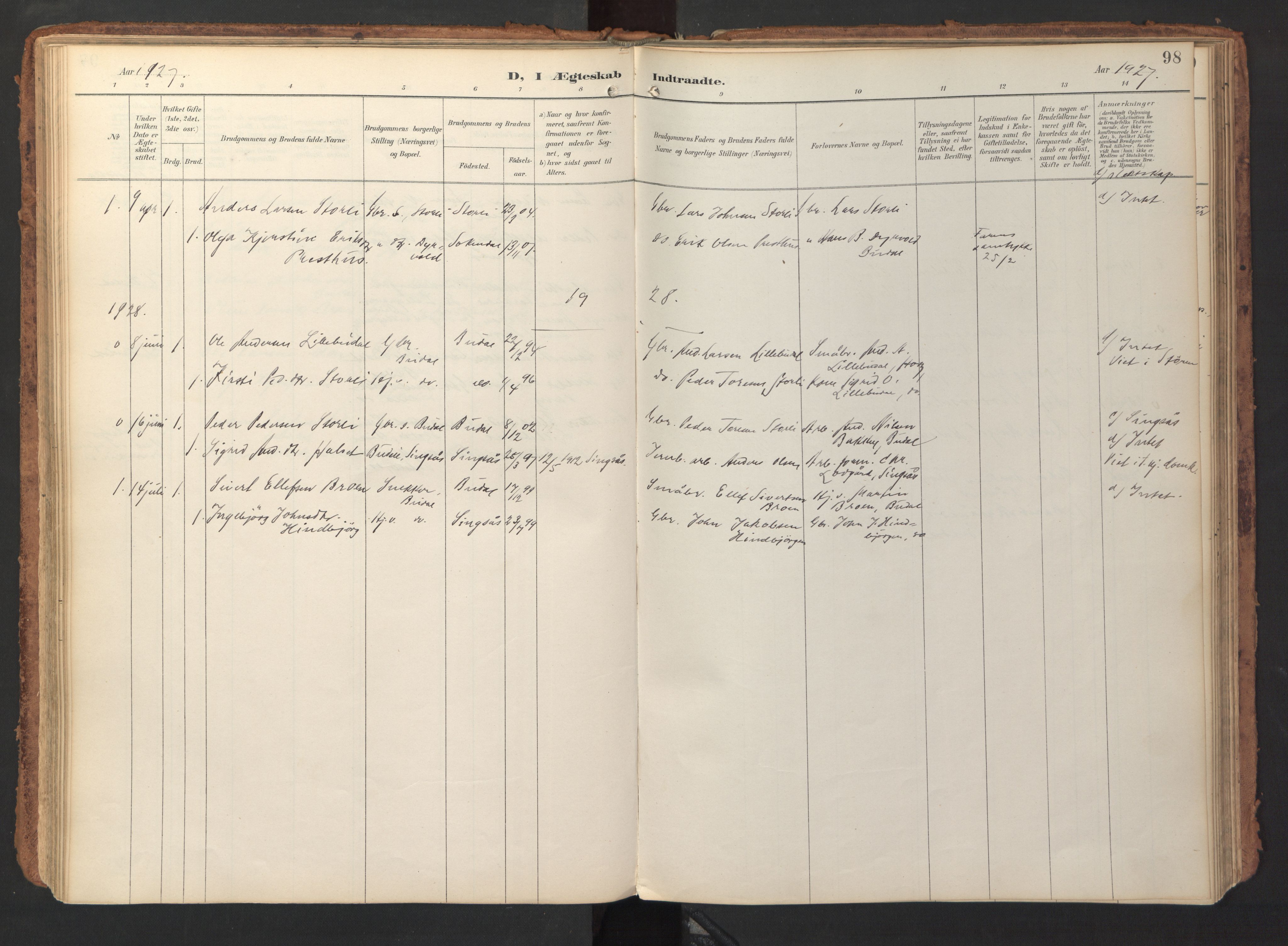 Ministerialprotokoller, klokkerbøker og fødselsregistre - Sør-Trøndelag, SAT/A-1456/690/L1050: Parish register (official) no. 690A01, 1889-1929, p. 98