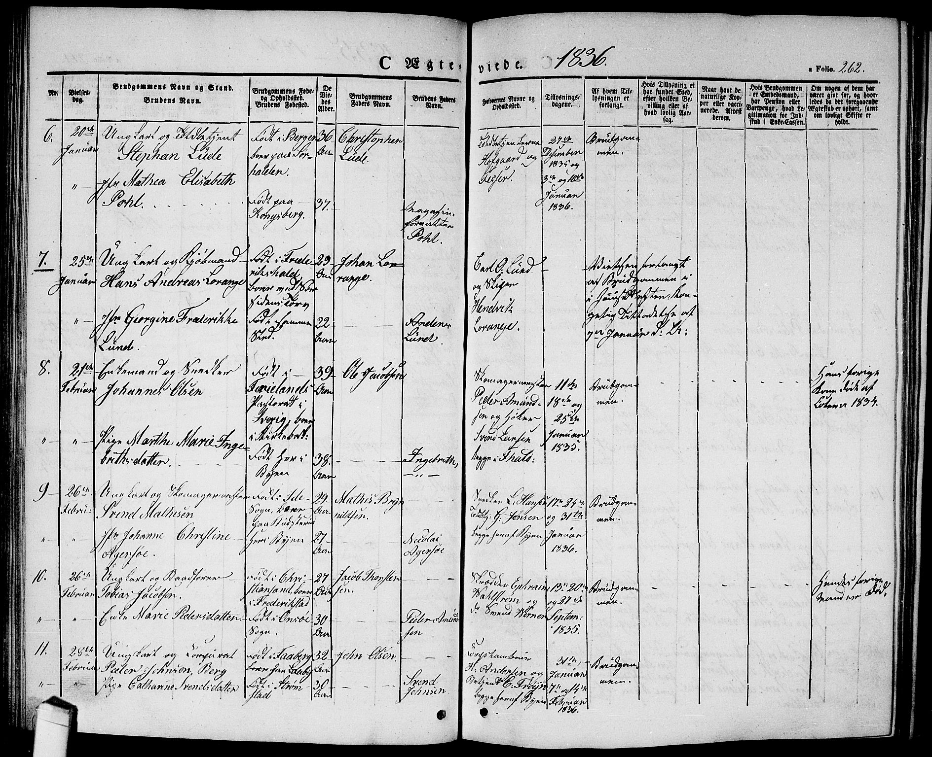 Halden prestekontor Kirkebøker, SAO/A-10909/G/Ga/L0003: Parish register (copy) no. 3, 1834-1844, p. 262