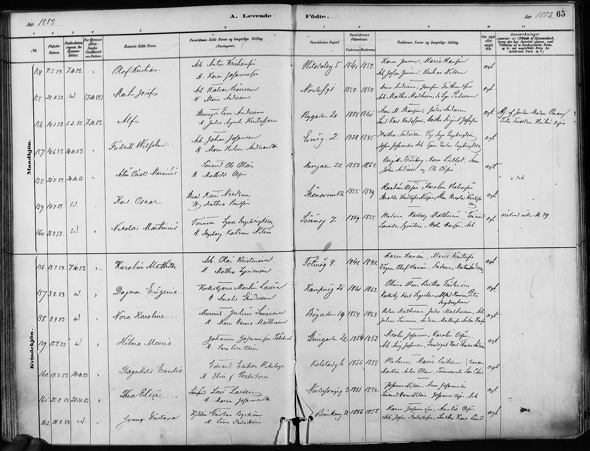 Kampen prestekontor Kirkebøker, SAO/A-10853/F/Fa/L0001: Parish register (official) no. I 1, 1880-1886, p. 65