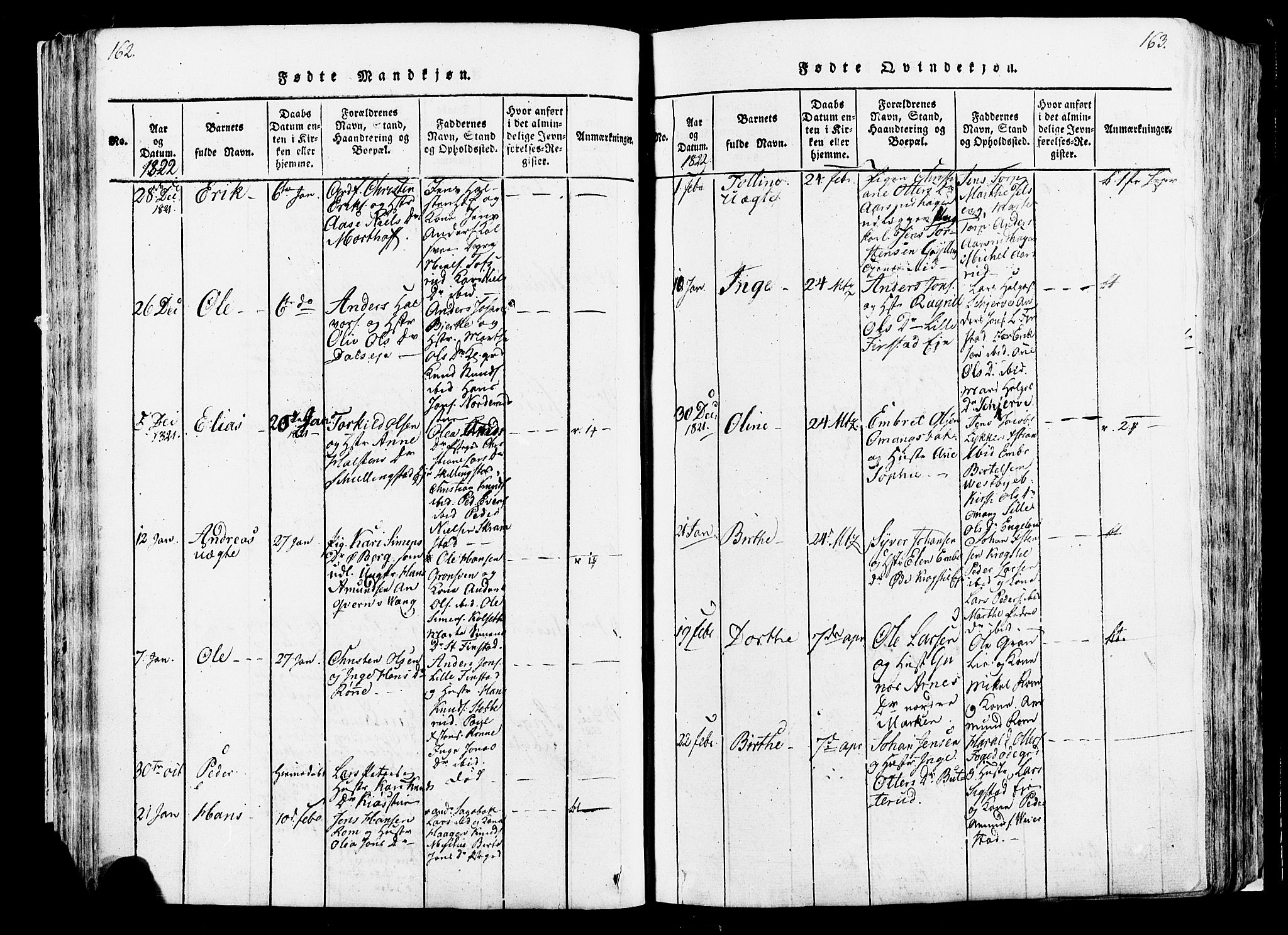 Løten prestekontor, AV/SAH-PREST-022/K/Ka/L0005: Parish register (official) no. 5, 1814-1832, p. 162-163