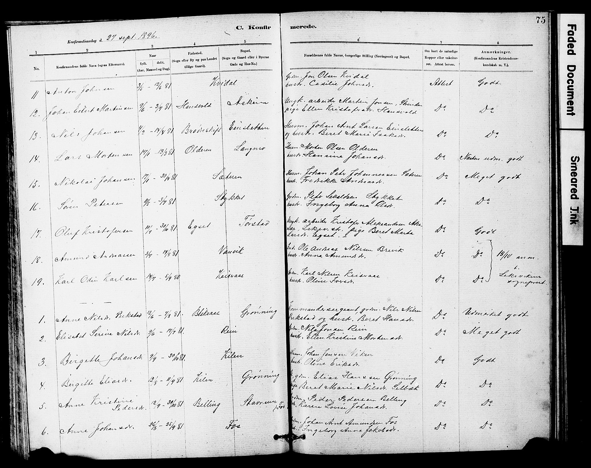 Ministerialprotokoller, klokkerbøker og fødselsregistre - Sør-Trøndelag, SAT/A-1456/646/L0628: Parish register (copy) no. 646C01, 1880-1903, p. 75